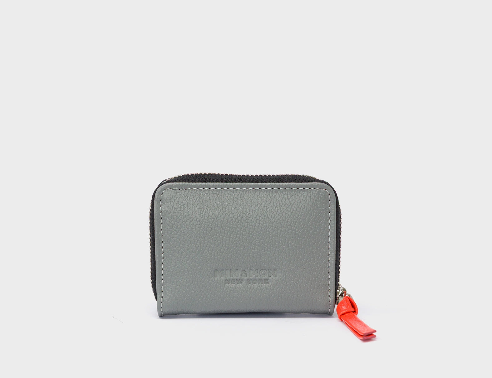 Frodo Gray Leather Zip Around Wallet - Eyes Engraved - Back