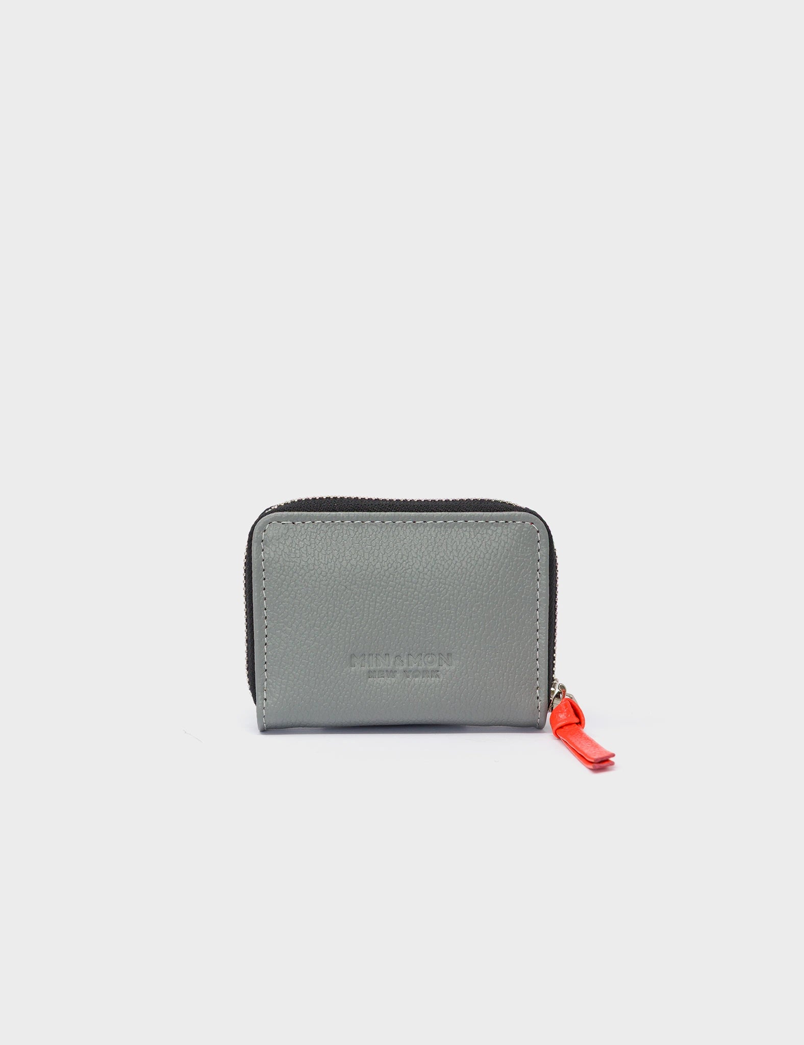 Frodo Gray Leather Zip Around Wallet - Eyes Engraved - Back