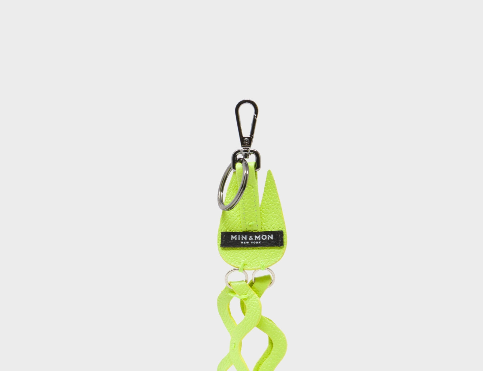 Cosmic Cat Charm - Sharp Green Leather Keychain - Back