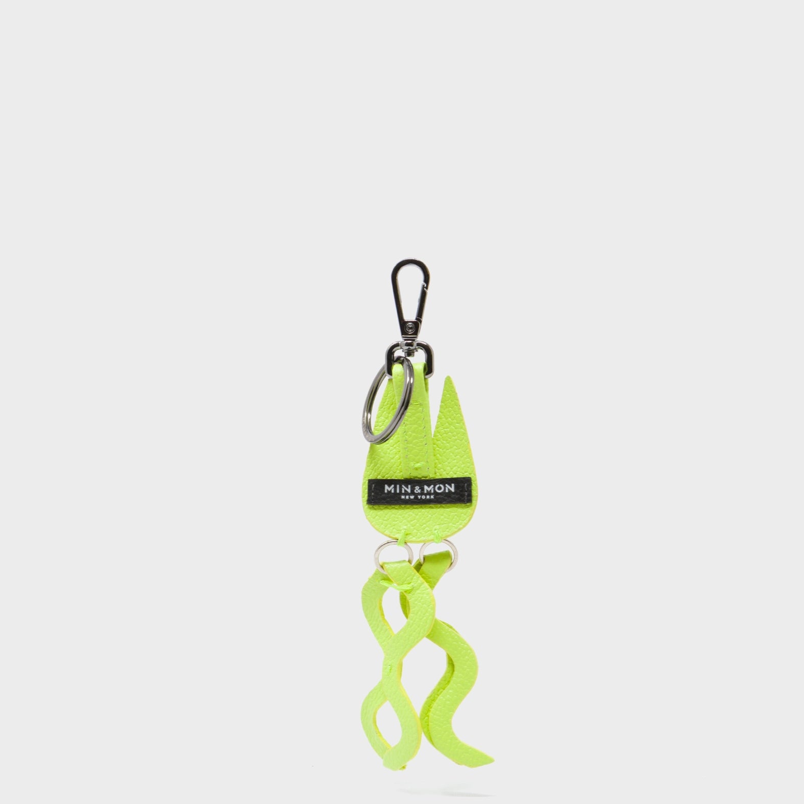 Cosmic Cat Charm - Sharp Green Leather Keychain - Back