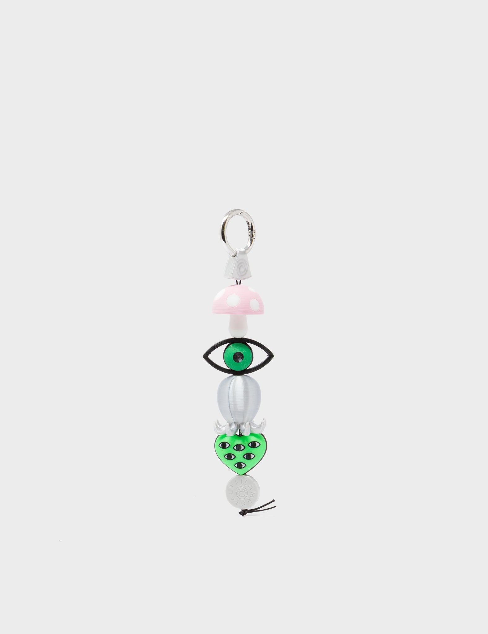 Eye Sea You Charm - Green and Pink 3D Printed Bioplastic Keychain - Back