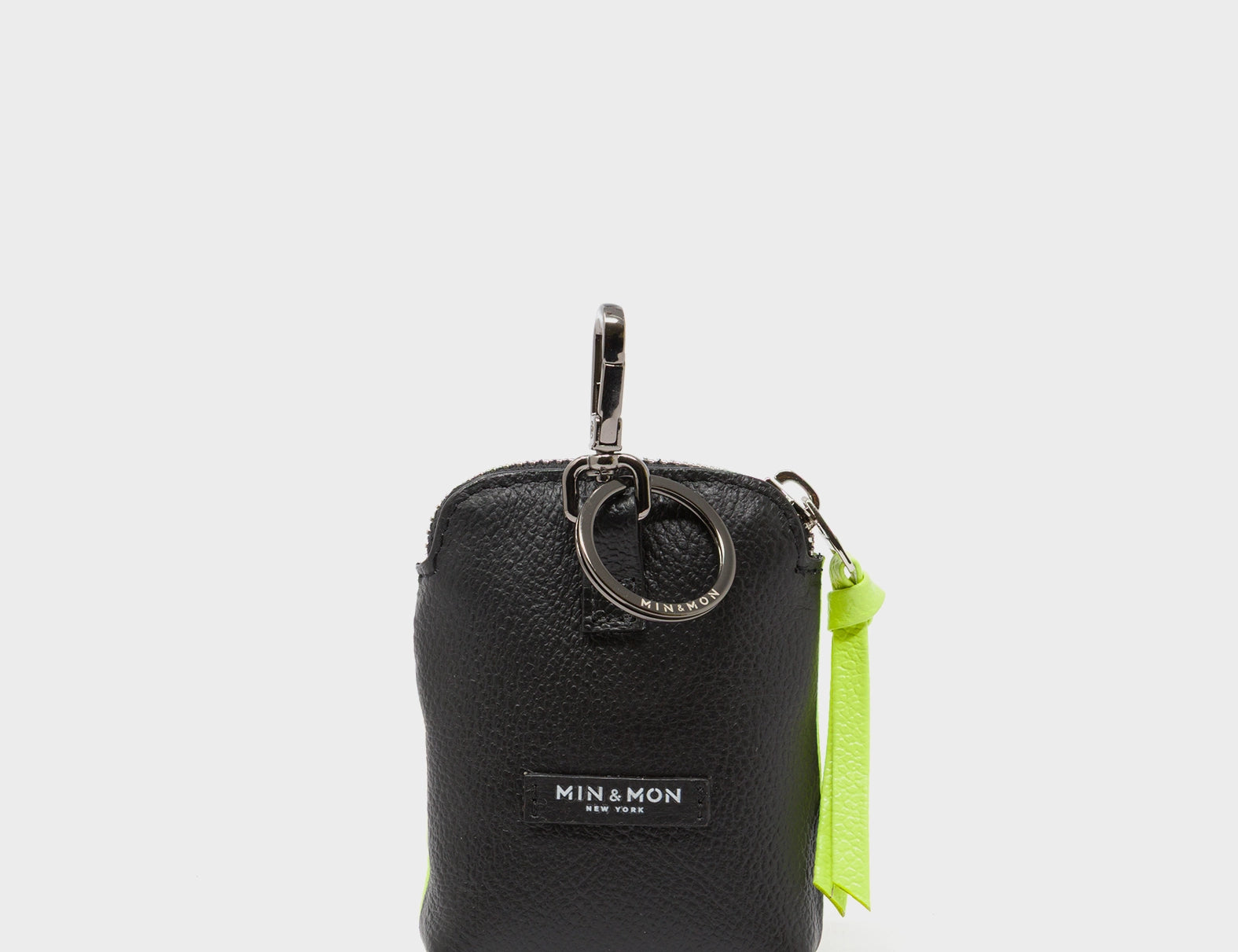 Florence Pouch Charm - Sharp Green Leather Keychain All Over Eyes Embroidery - Back