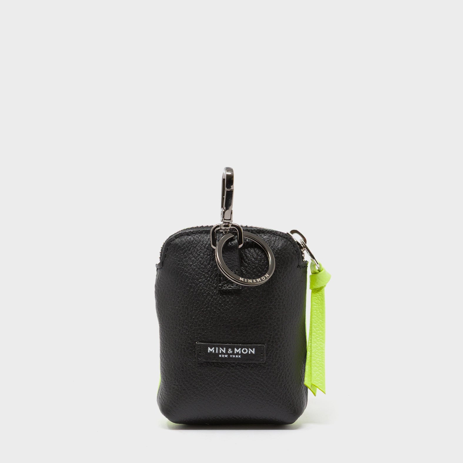 Florence Pouch Charm - Sharp Green Leather Keychain All Over Eyes Embroidery - Back