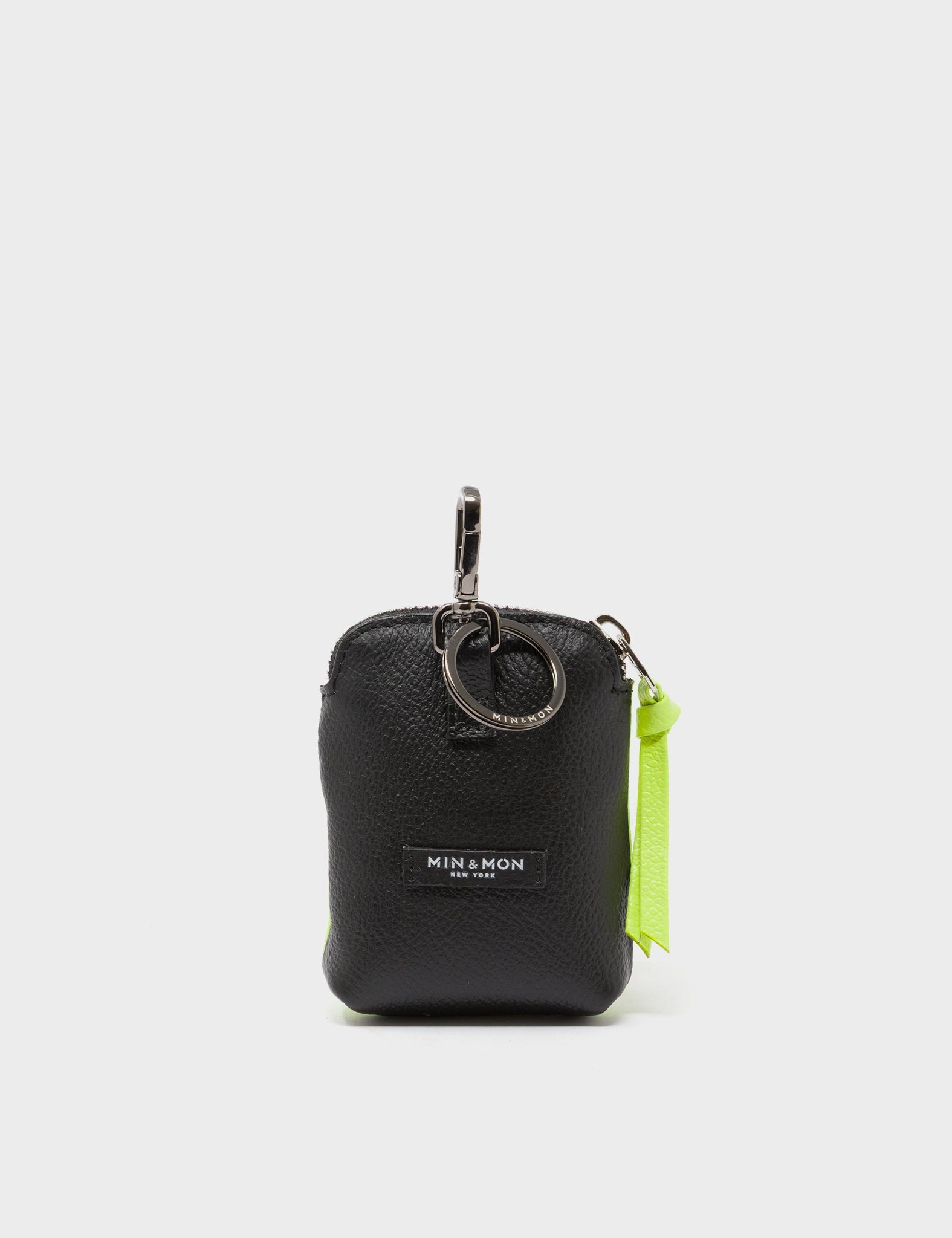 Florence Pouch Charm - Sharp Green Leather Keychain All Over Eyes Embroidery - Back