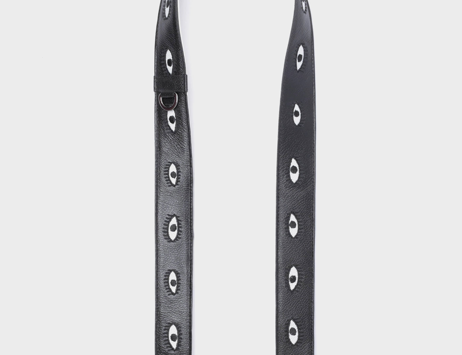 Detachable Black Leather Shoulder Strap - All Over Eyes Embroidery - How to Use It