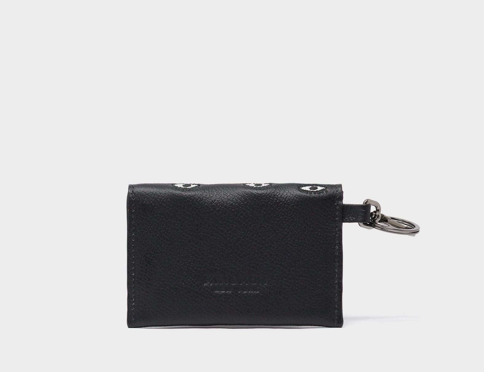 Fabian Black Leather Wallet - All Over Eyes Embroidery - back
