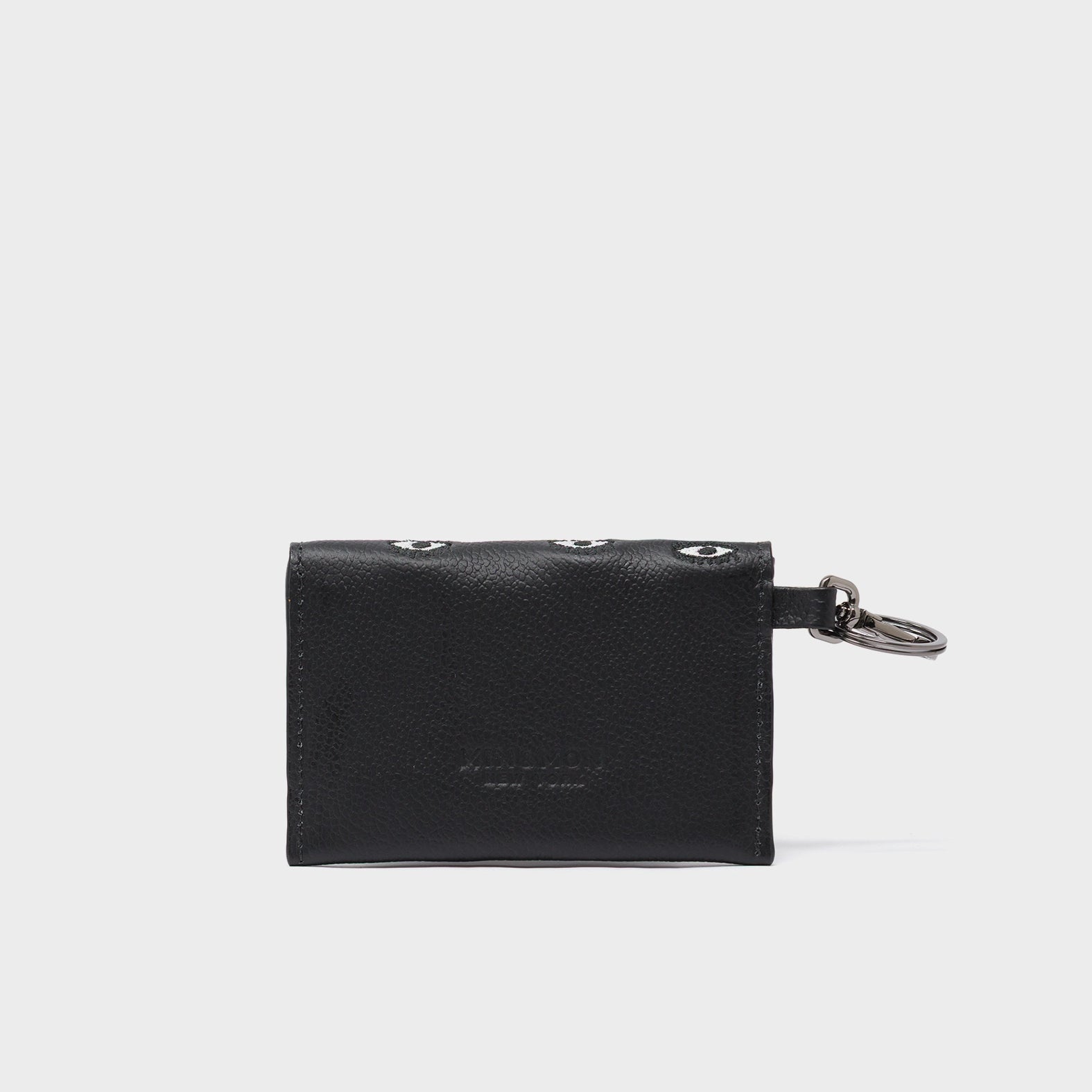 Fabian Black Leather Wallet - All Over Eyes Embroidery - back
