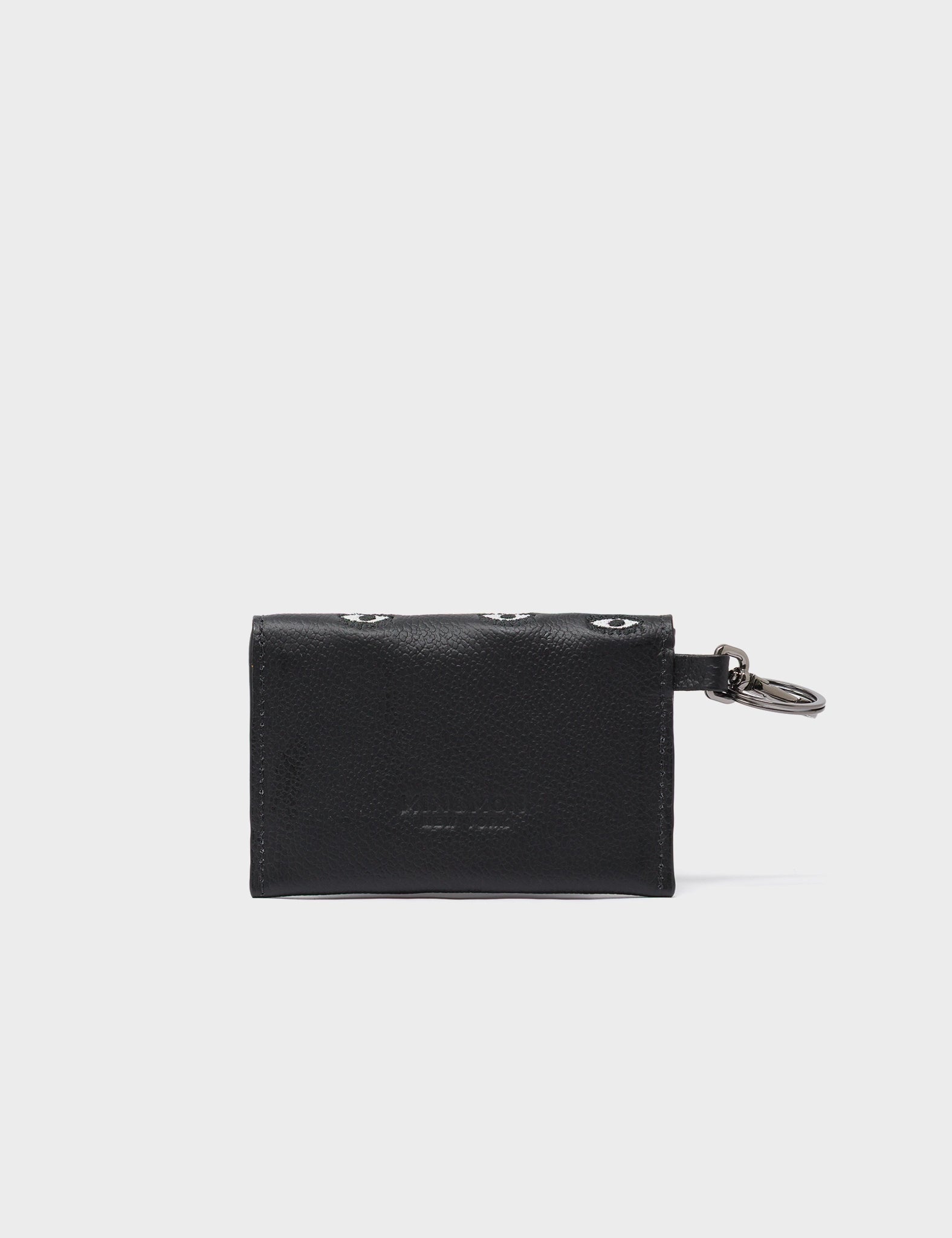 Fabian Black Leather Wallet - All Over Eyes Embroidery - back