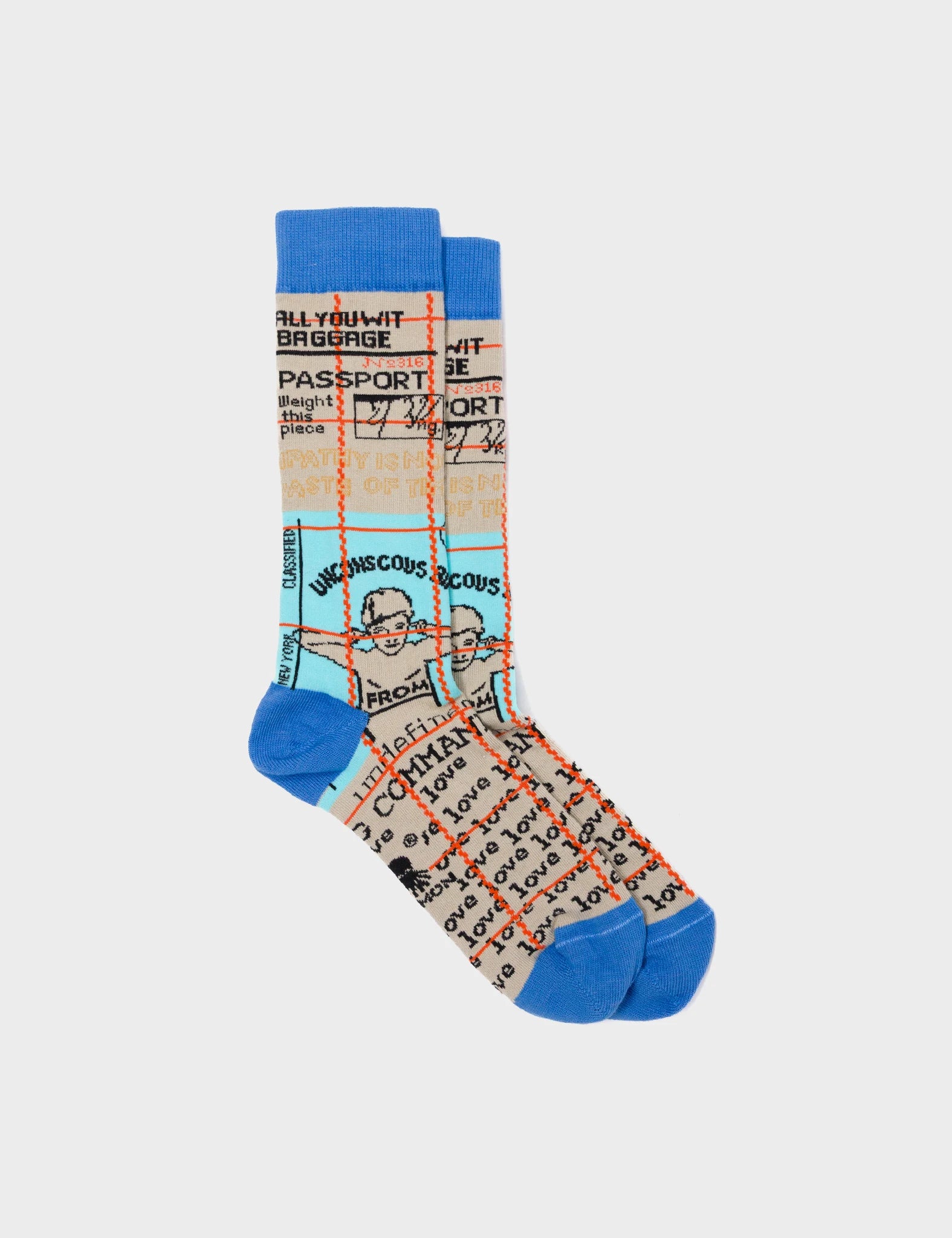 Light Blue and Beige Socks - Kind Type - Right side