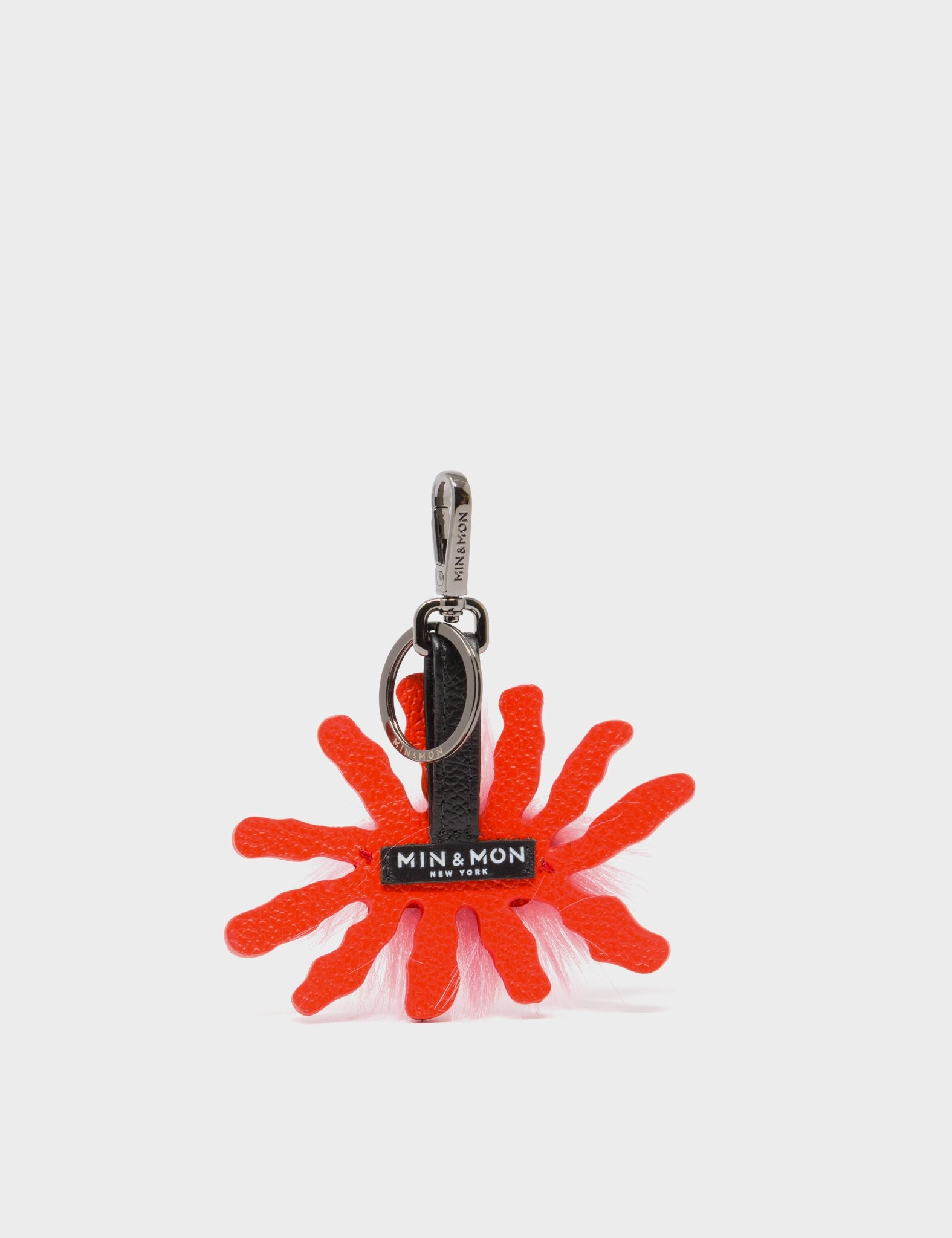 Velvoria Charm - Fiesta Red Leather Keychain - back
