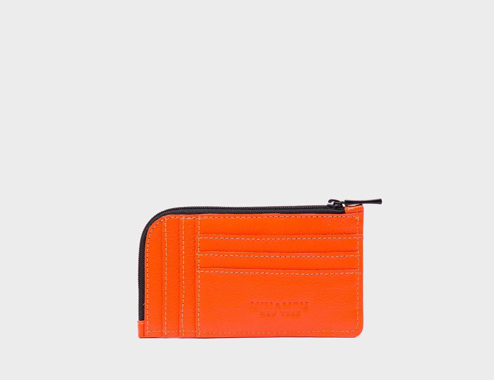 Fausto Vermillion Leather Zip-around Cardholder - All Over Eyes Embroidery - Back