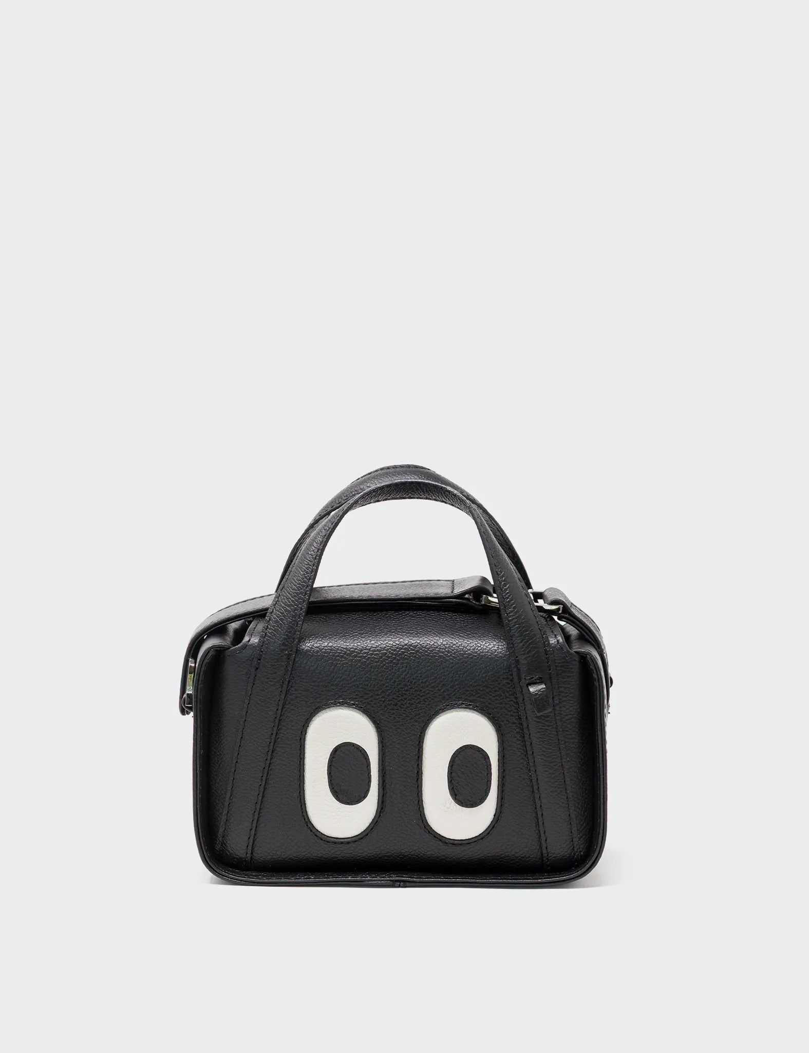 Benji Micro Crossbody Black Leather Bag - Look Up - Front View