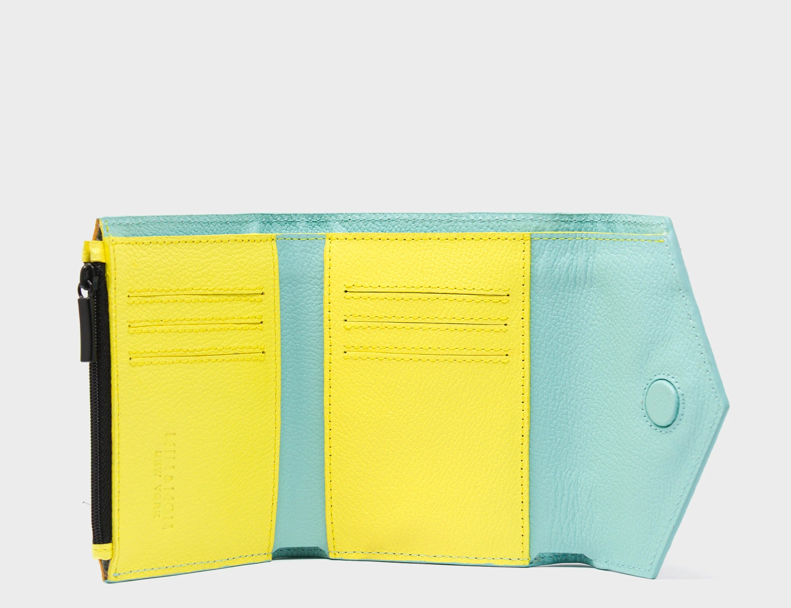Fiona Black Leather Wallet - Floralia Print - Open