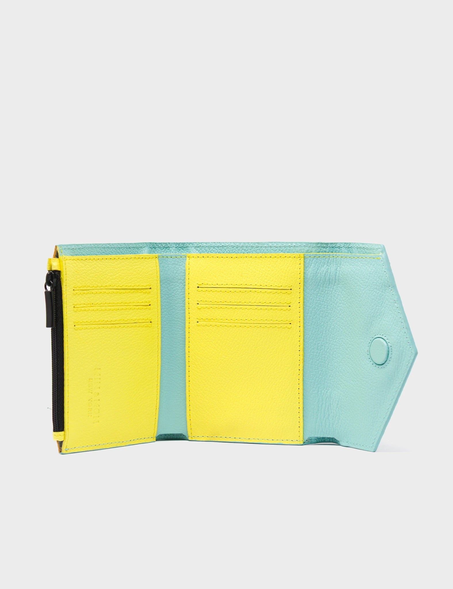 Fiona Black Leather Wallet - Floralia Print - Open