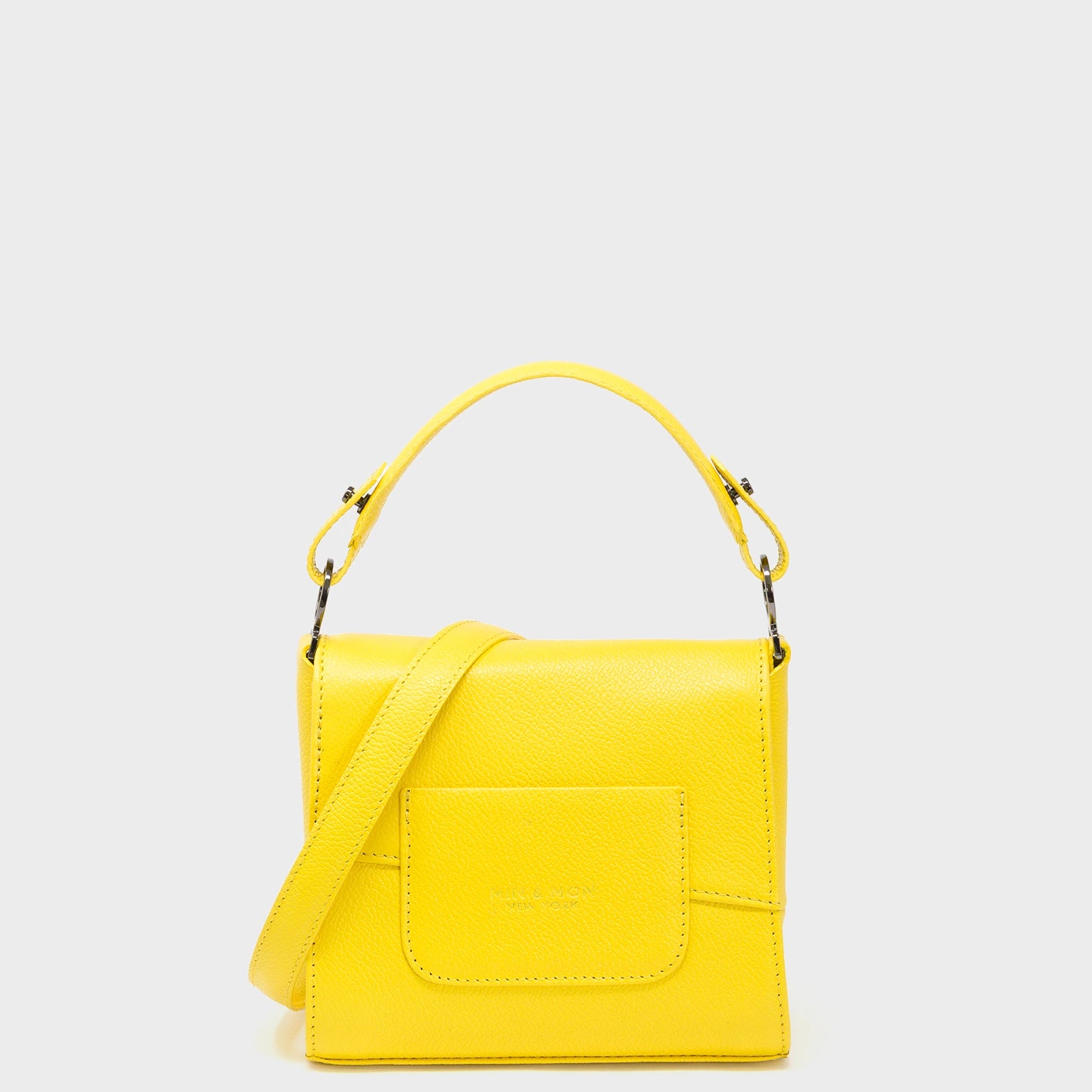 Anastasio Micro Crossbody Handbag Aurora Yellow Leather - All Over Eyes Embroidery - Back view