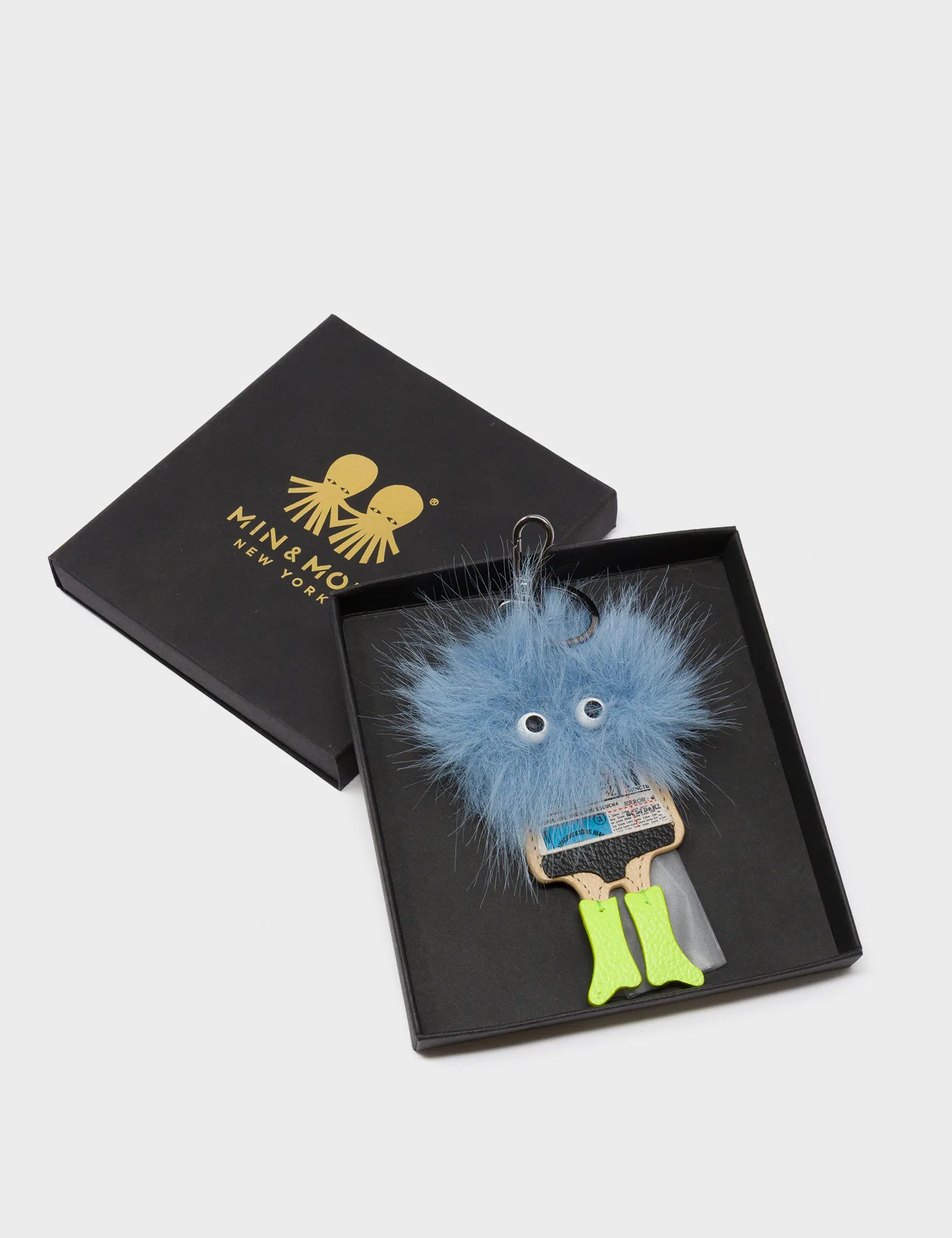 Monster Charm - Light Blue Faux Fur and Sharp Green Leather Boots - Package