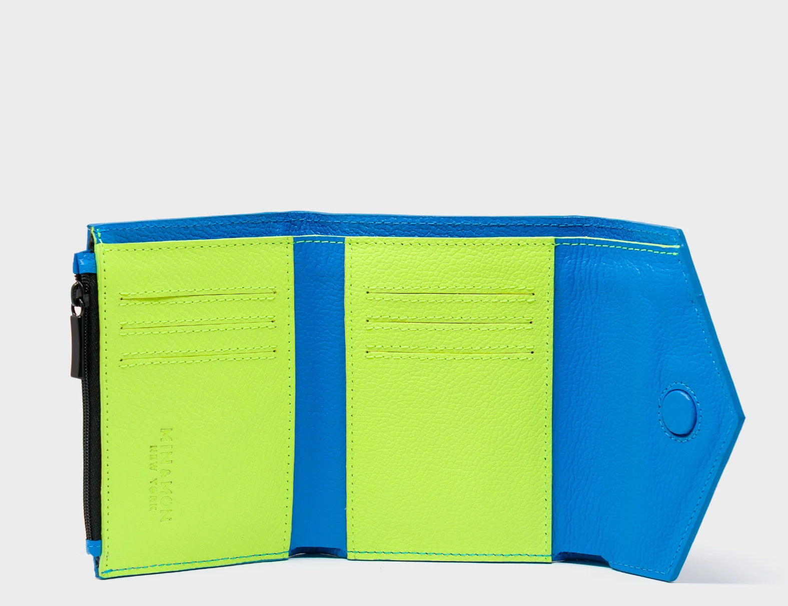 Fiona Ibiza Blue Leather Wallet - Floralia Print - Open View