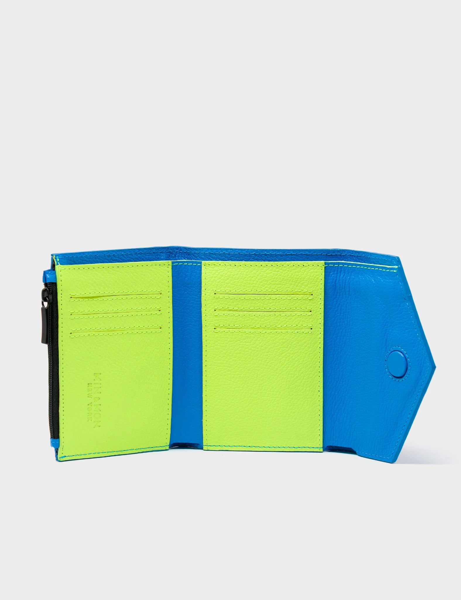 Fiona Ibiza Blue Leather Wallet - Floralia Print - Open View