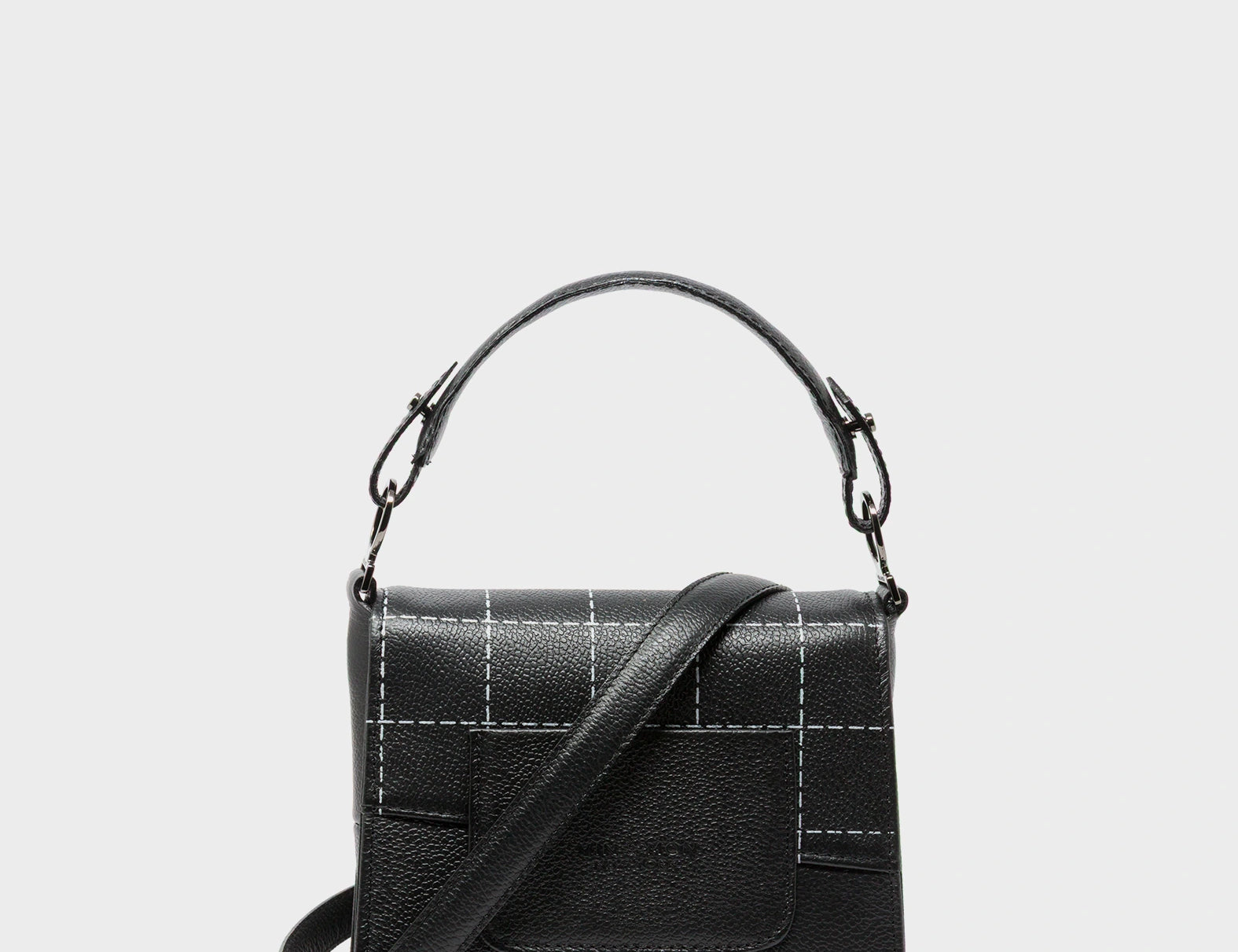 Anastasio Micro Crossbody Handbag Black Leather - Floralia Embroidery - Back
