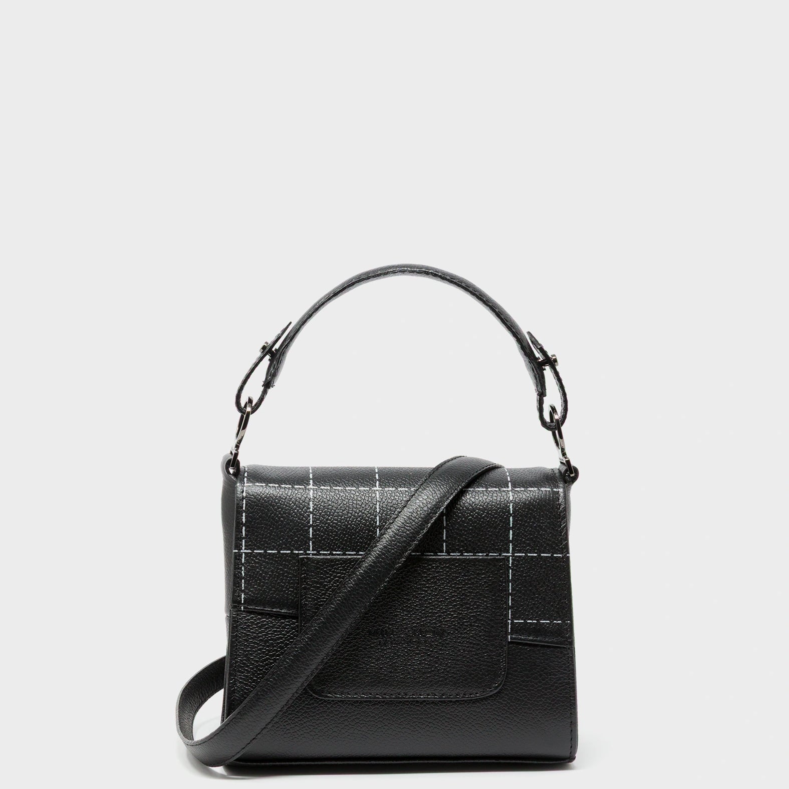 Anastasio Micro Crossbody Handbag Black Leather - Floralia Embroidery - Back