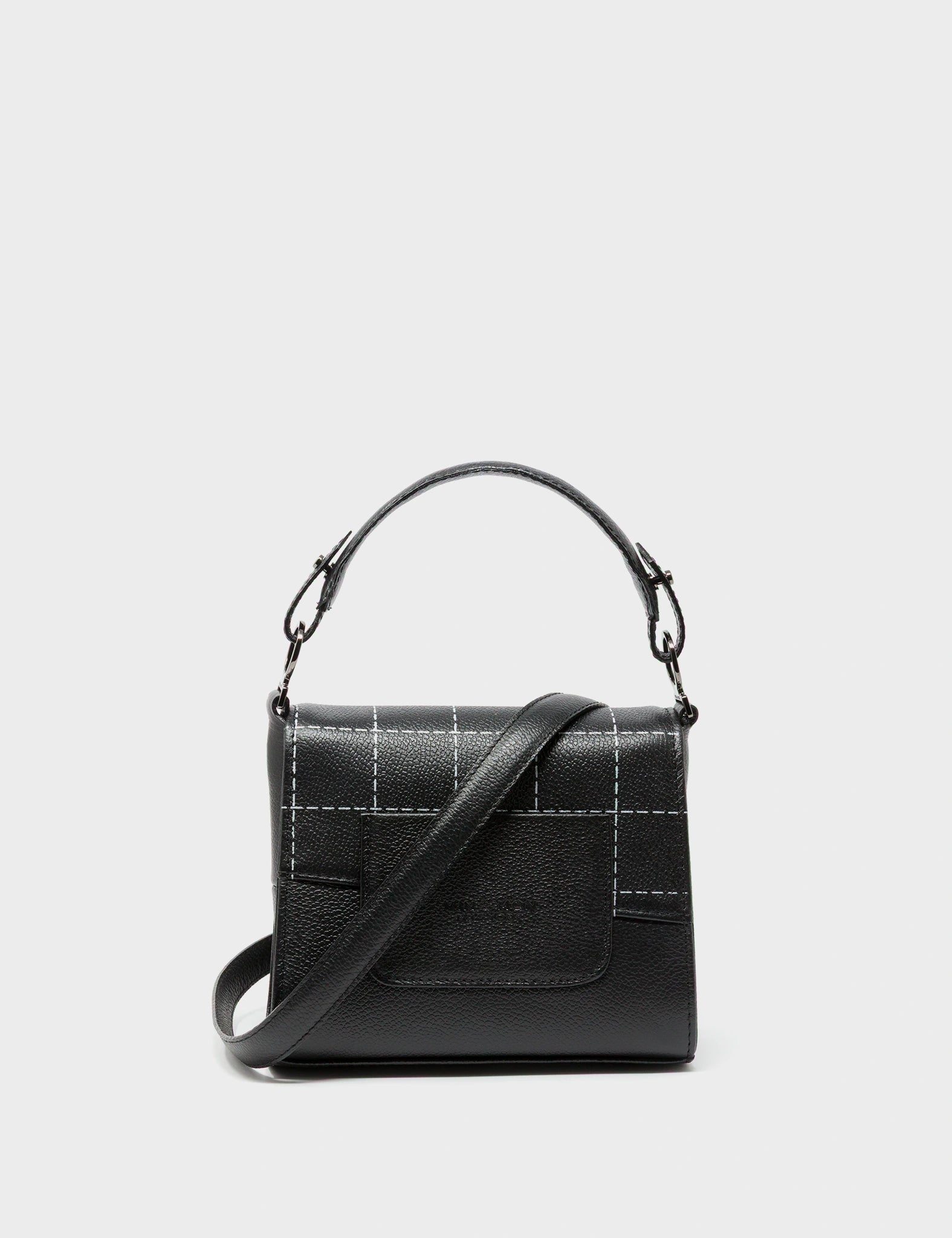 Anastasio Micro Crossbody Handbag Black Leather - Floralia Embroidery - Back