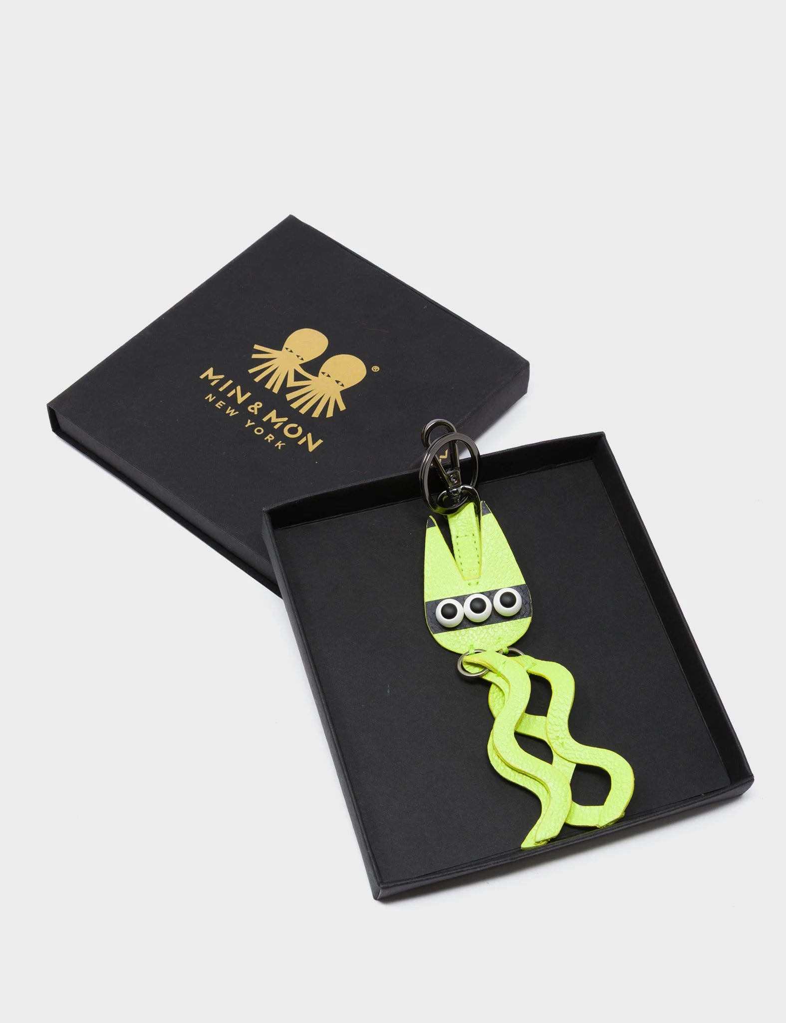 Cosmic Cat Charm - Sharp Green Leather Keychain - Package
