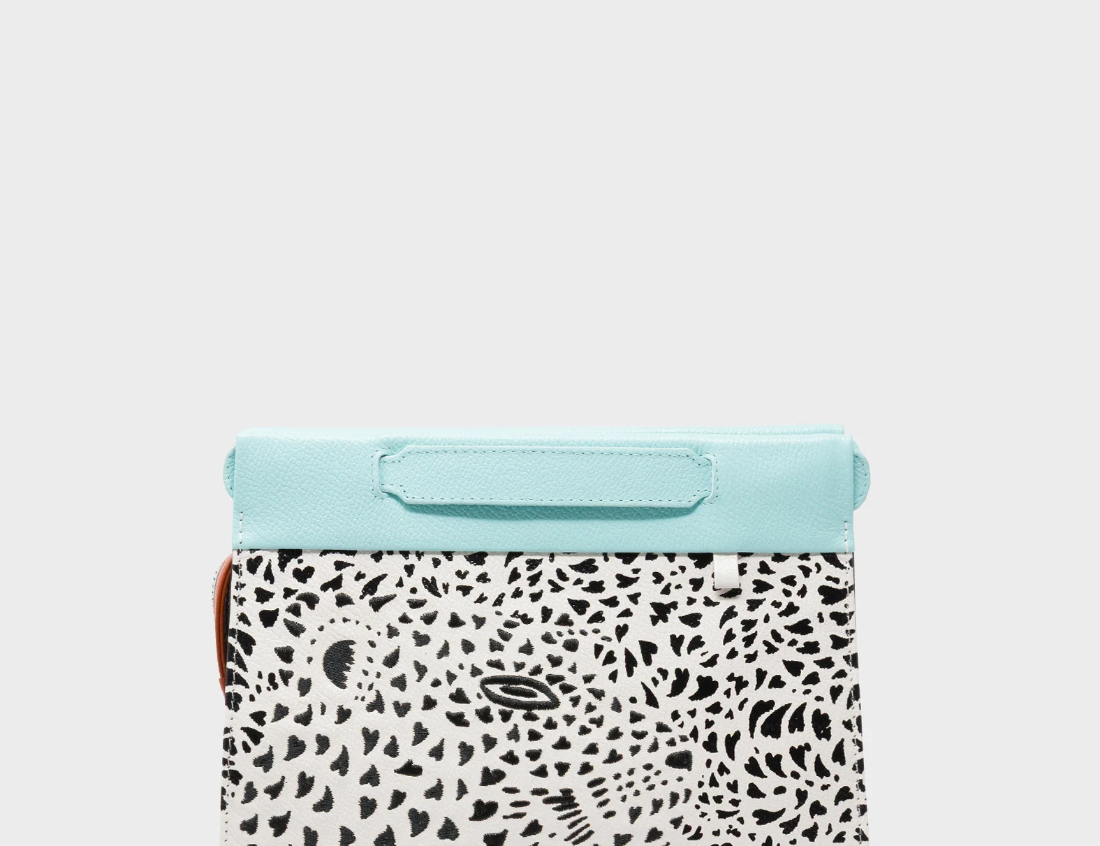 Vali Crossbody Cream Leather Bag - Happy Tiger Embroidery - Front View