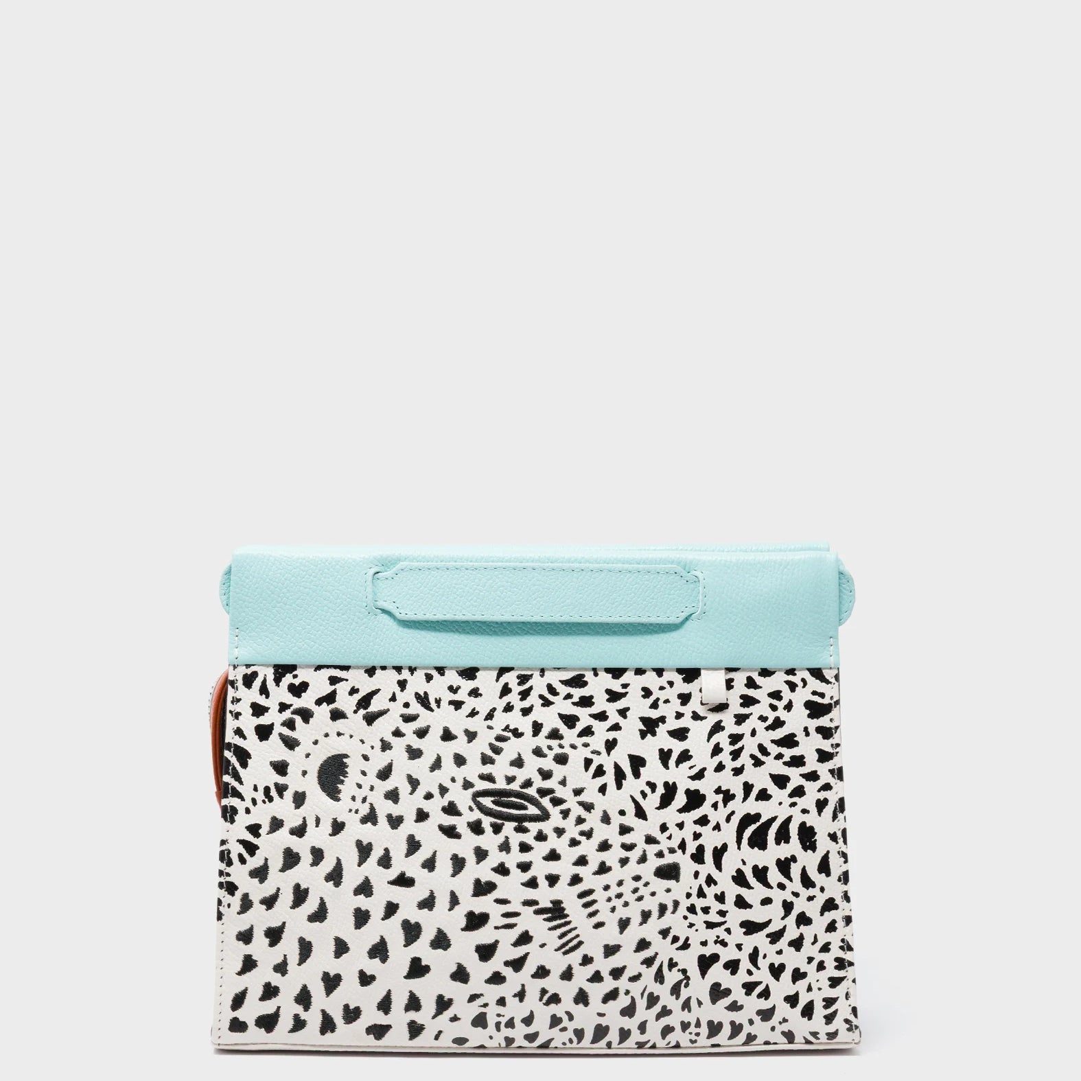 Vali Crossbody Cream Leather Bag - Happy Tiger Embroidery - Front View