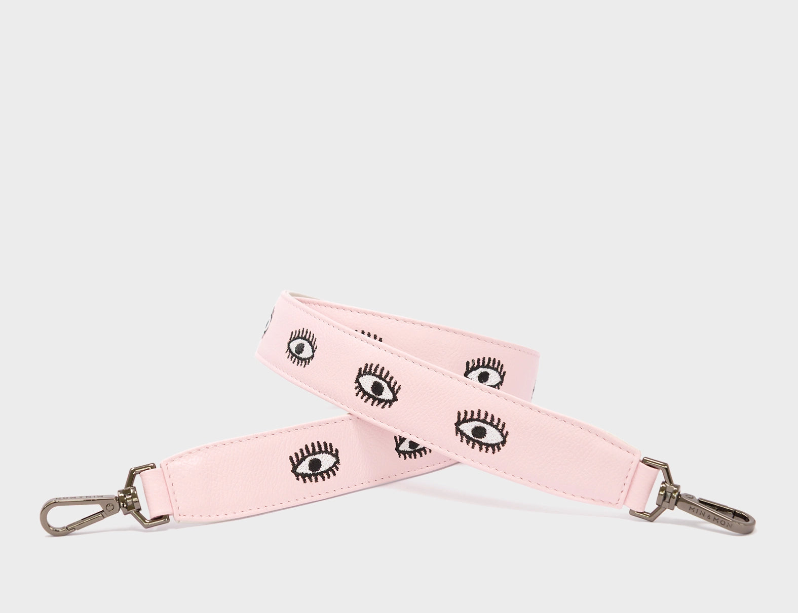 Detachable Parfait Pink Leather Shoulder Strap - All Over Eyes Embroidery - Main