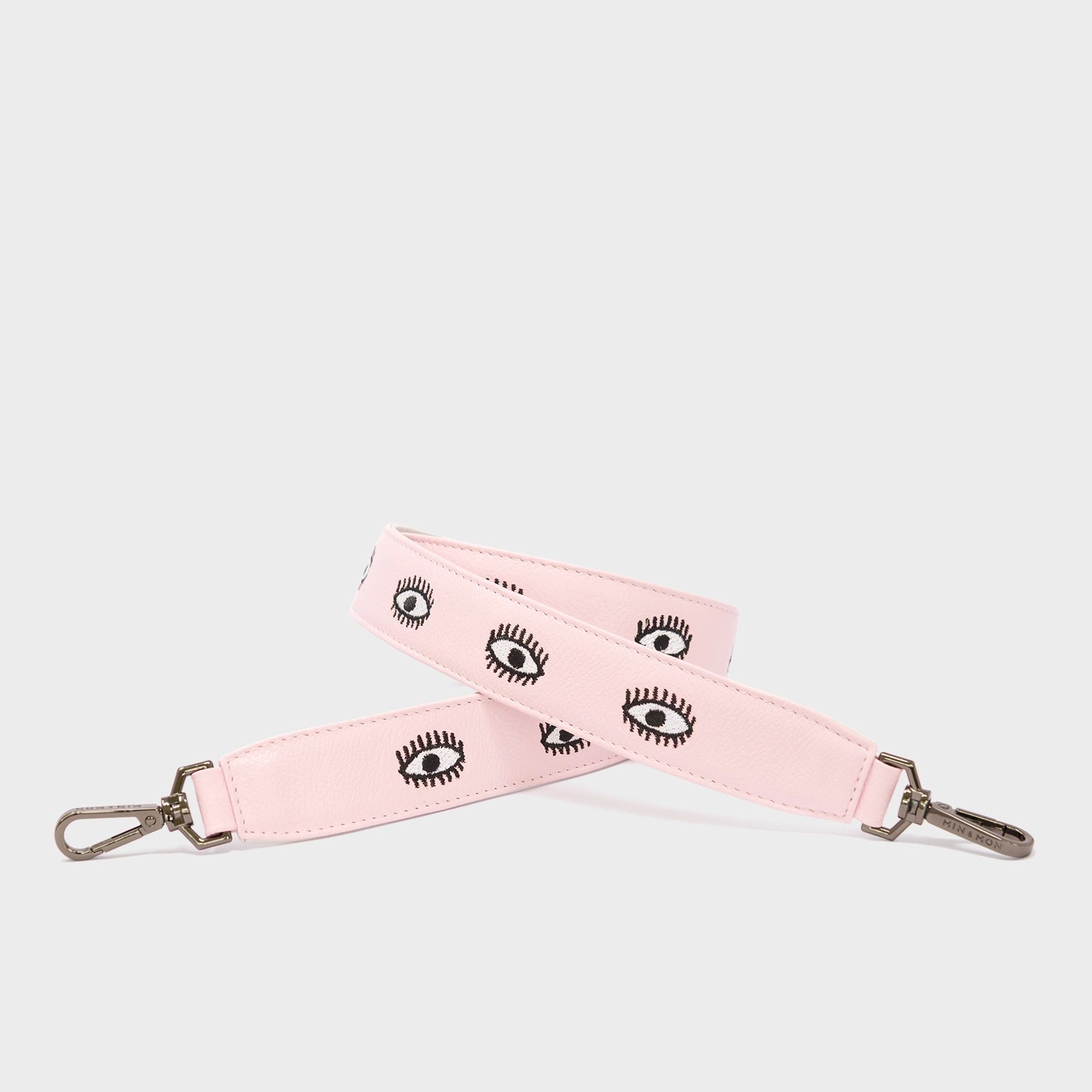 Detachable Parfait Pink Leather Shoulder Strap - All Over Eyes Embroidery - Main
