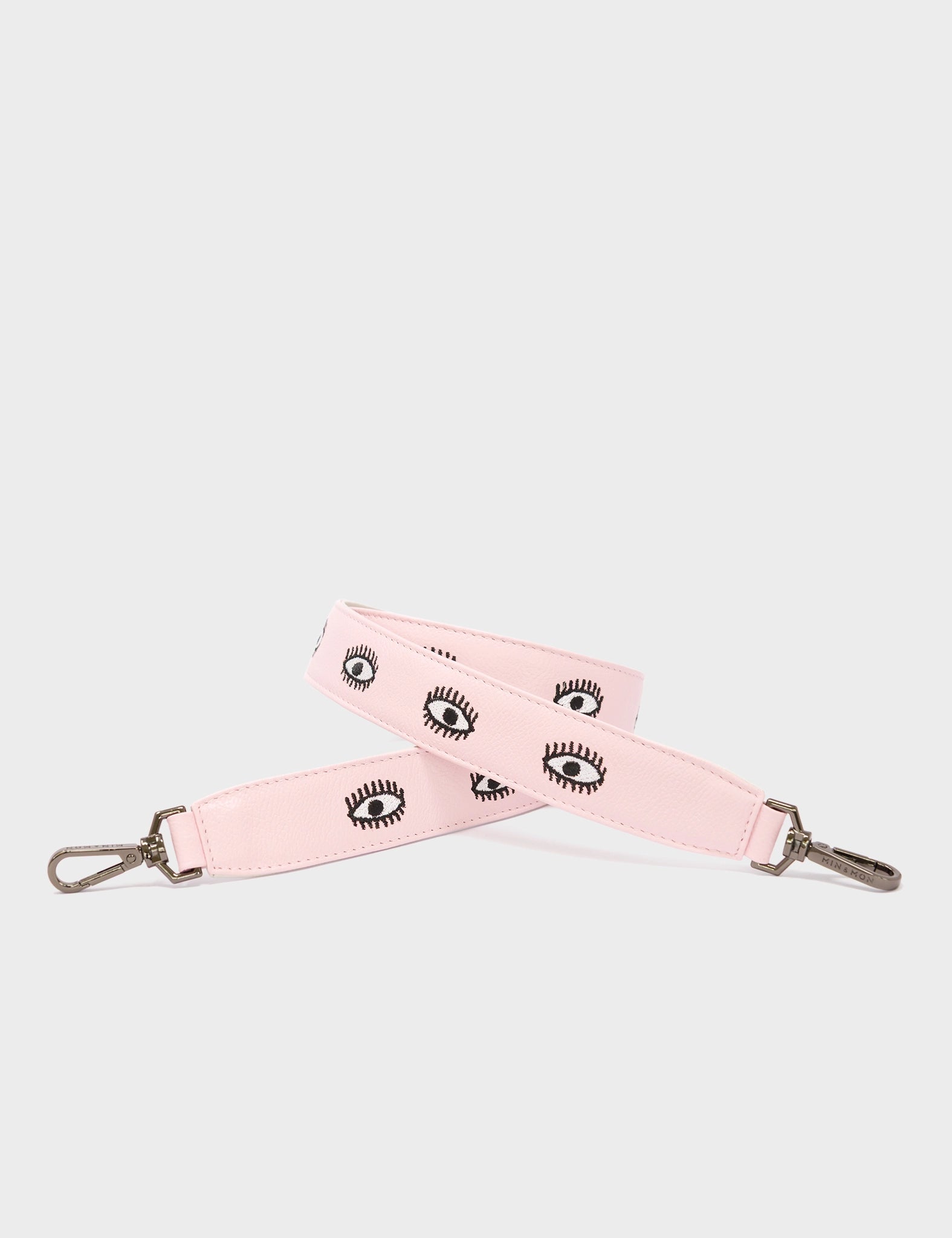 Detachable Parfait Pink Leather Shoulder Strap - All Over Eyes Embroidery - Main