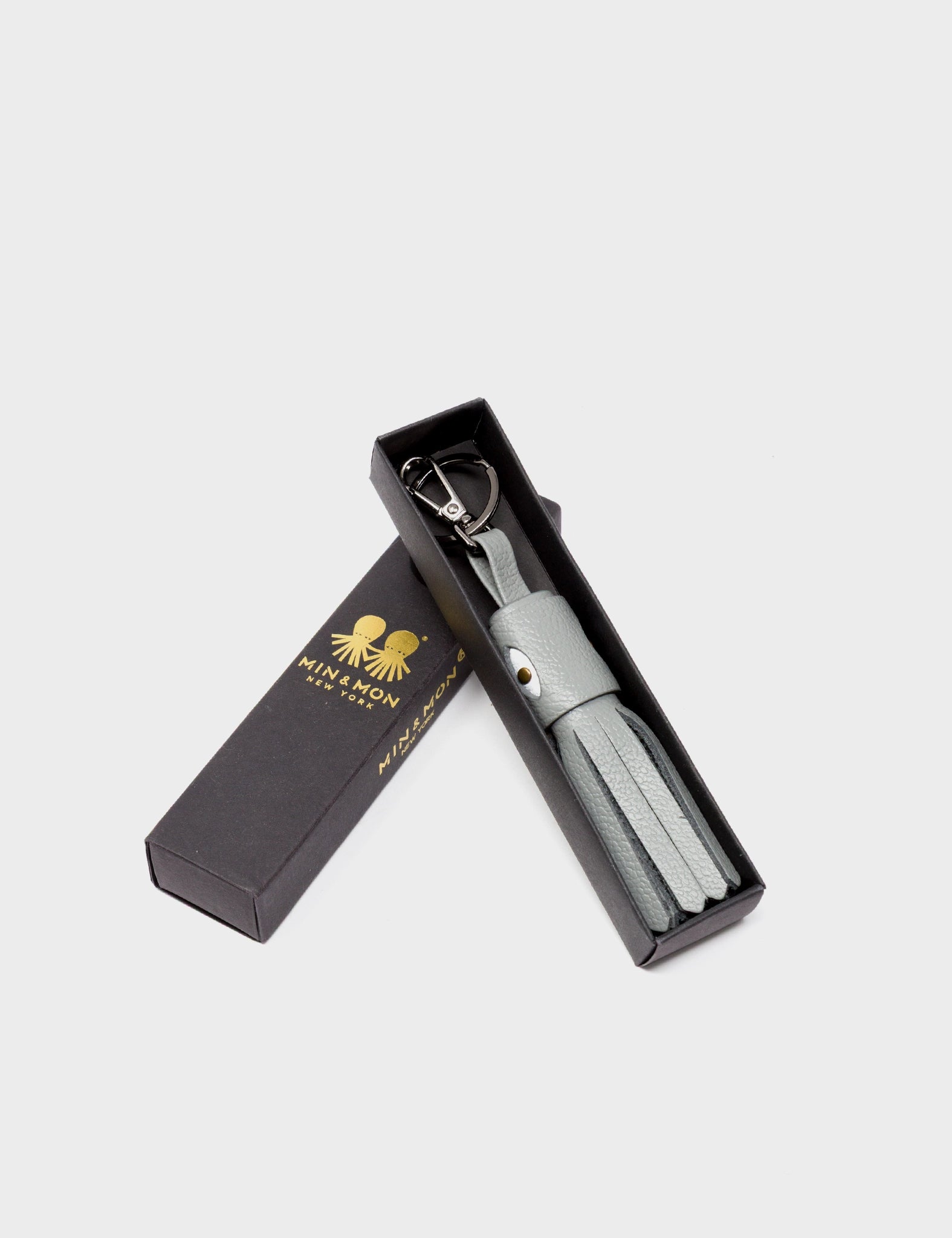 Callie Marie Hue Charm - Gray Leather Keychain - Package