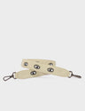 Detachable Gravel Beige Leather Shoulder Strap - All Over Eyes Embroidery  - Main