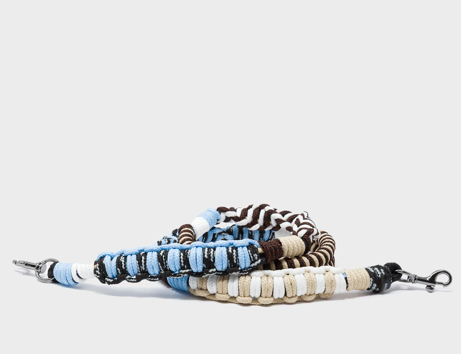Detachable Shoulder Strap - Beige, Black and Light Blue Handwoven Paracord - Main