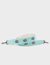 Detachable Eggshell Blue Leather Shoulder Strap - All Over Eyes Embroidery 