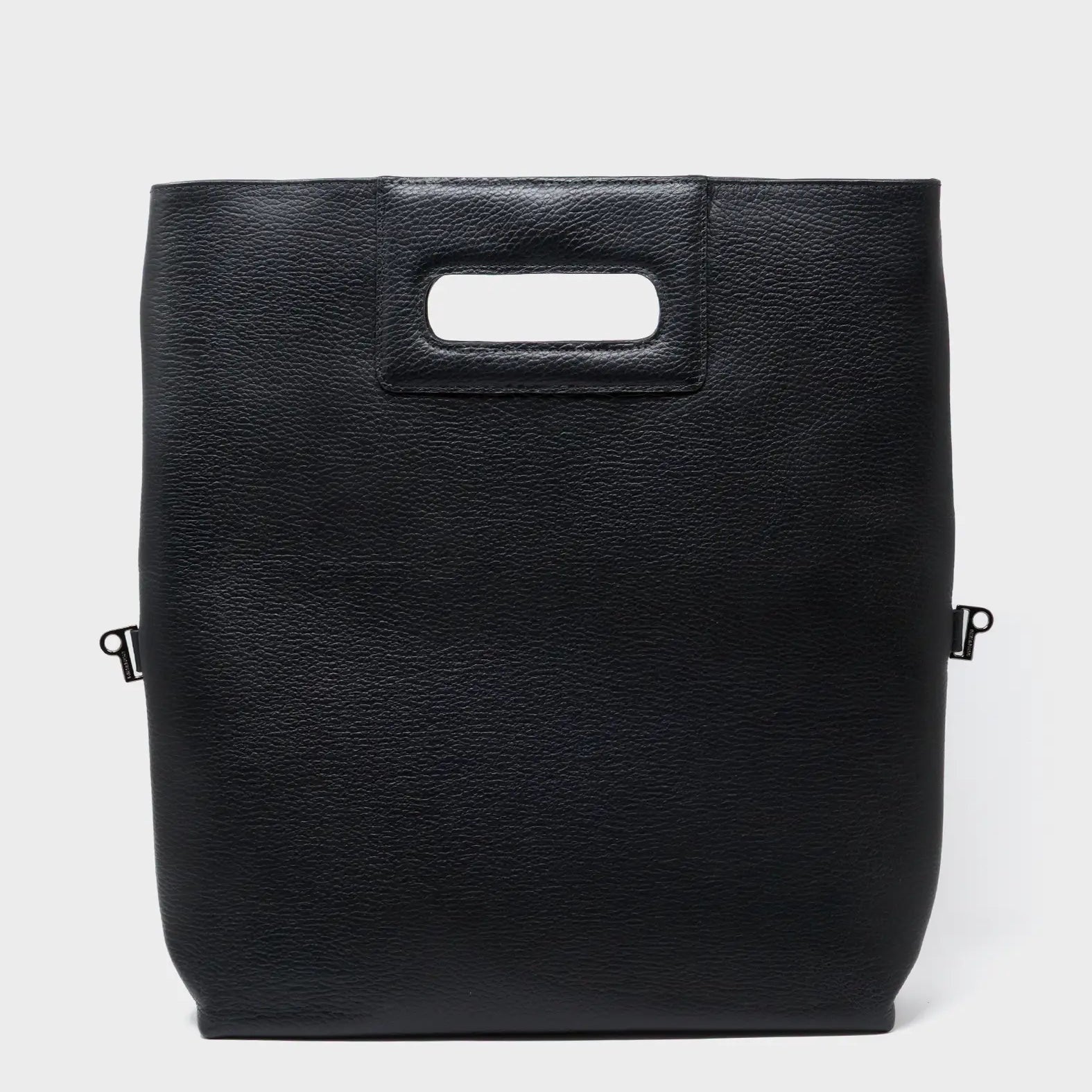 Milo Convertible Crossbody Bag - Black Leather Creatures of the Future Print - Back View