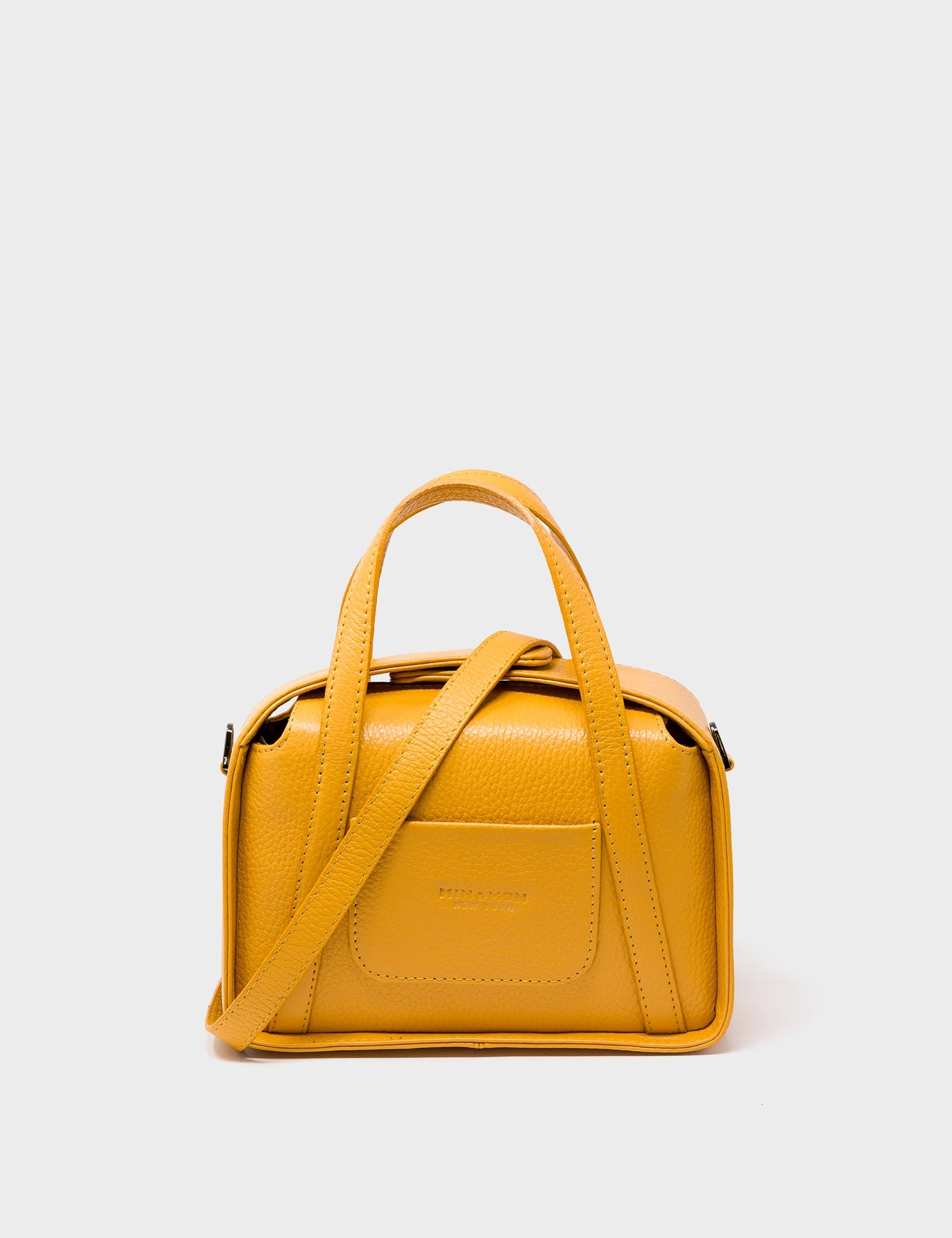 Benji Small Crossbody Golden Glow Leather Bag - Eyes Engraved - Back View