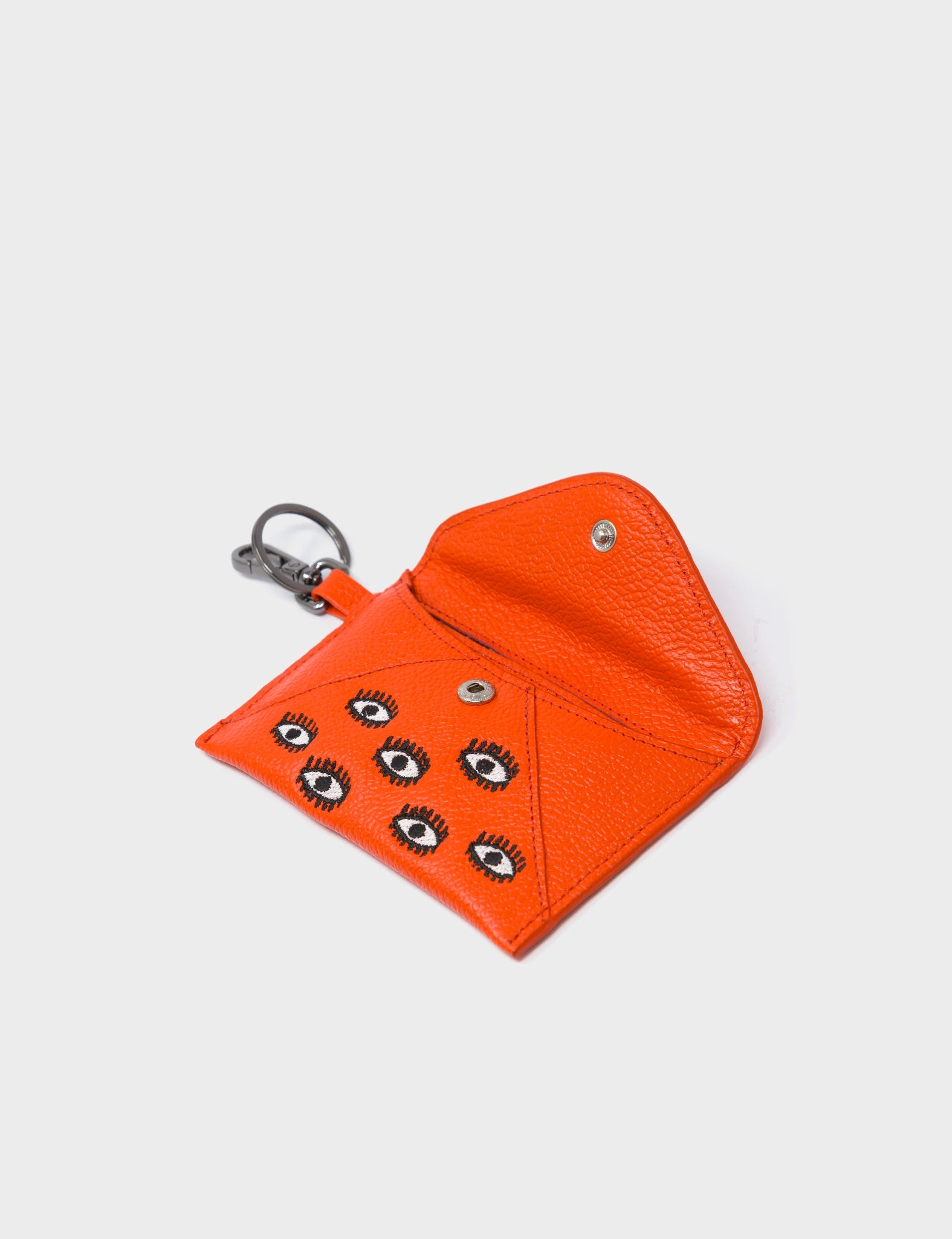 Fabian Fiesta Red Leather Wallet - All Over Eyes Embroidery - Open