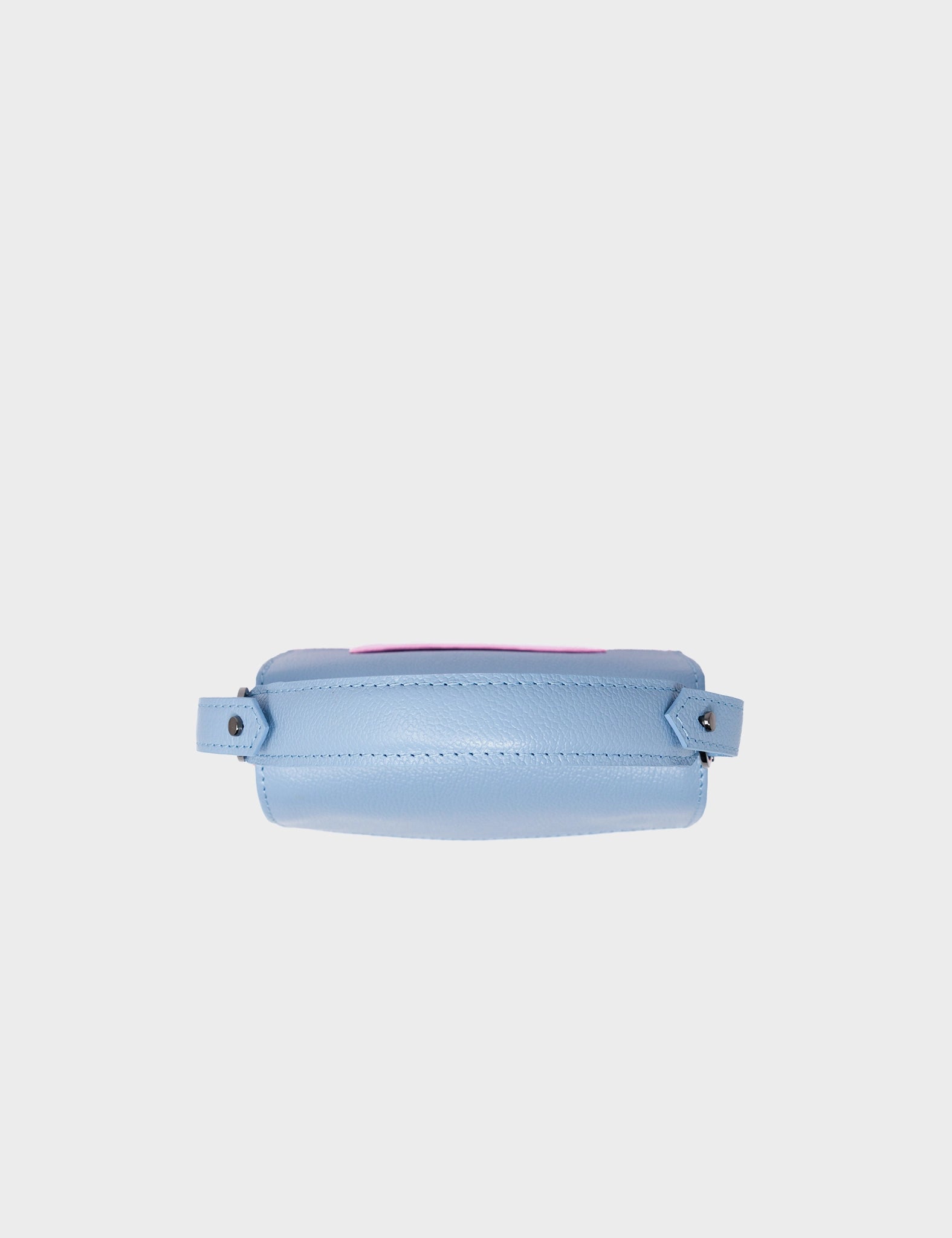 Anastasio Micro Crossbody Handbag Cerulean Blue and Soft Neon Pink Leather - All Over Eyes Embroidery - Top