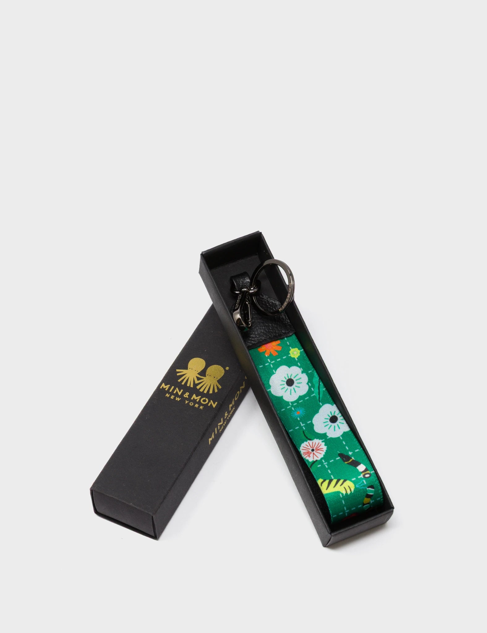 Nylon Keychain - Green Floralia Print - Package
