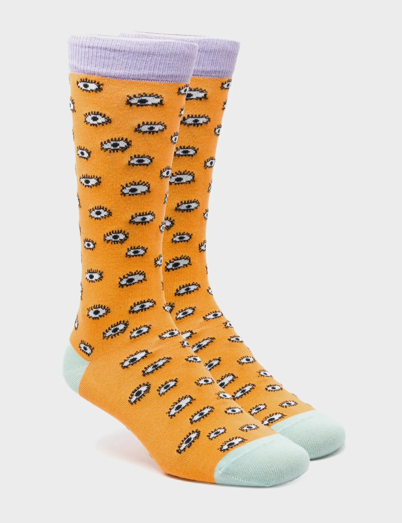 Orange and Lilac Socks - All Over Eyes - 3D View
