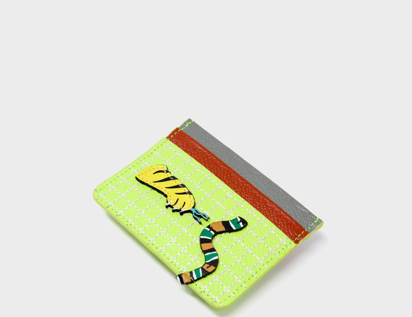 Filium Sharp Green Leather Cardholder - Paw Applique - Side