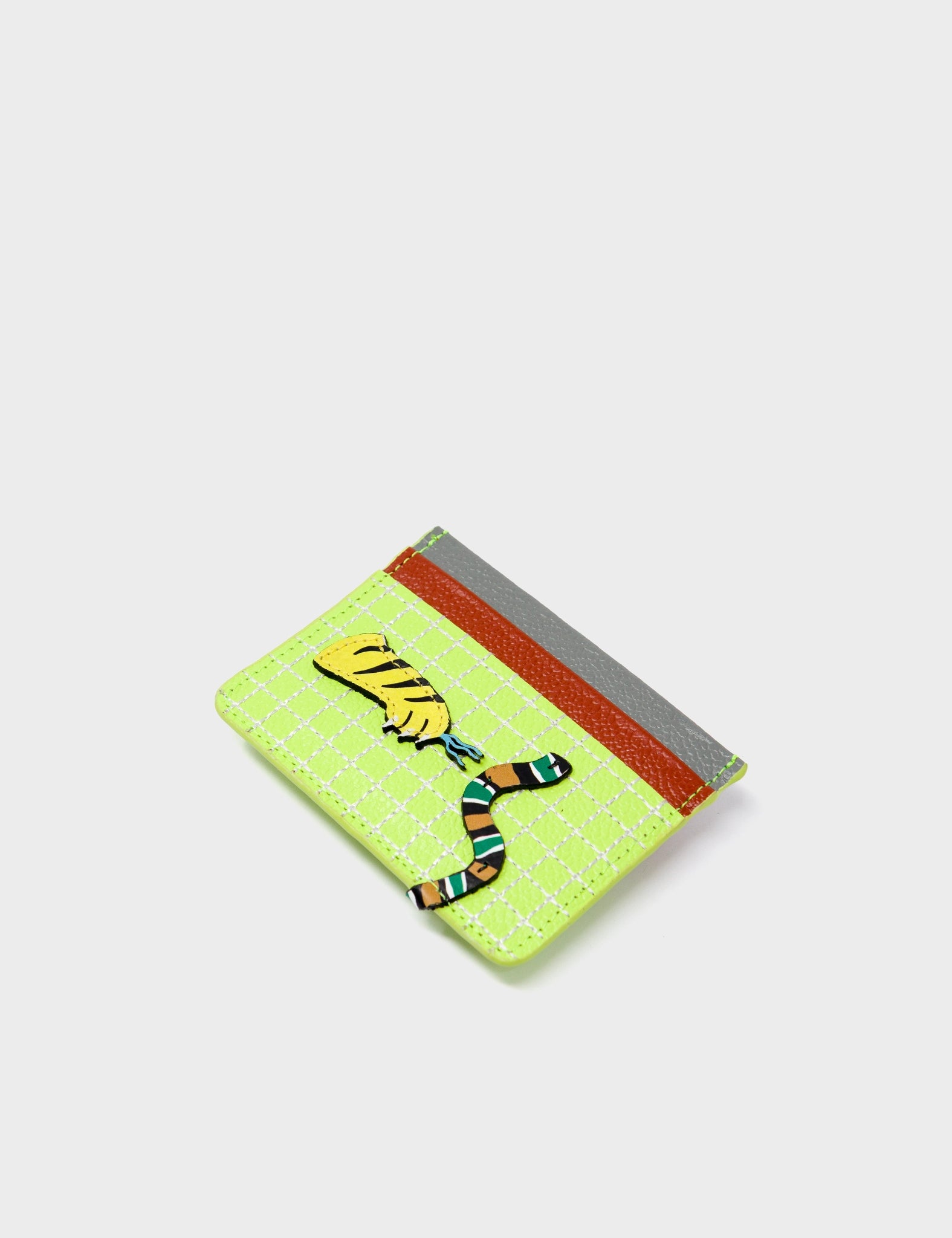 Filium Sharp Green Leather Cardholder - Paw Applique - Side