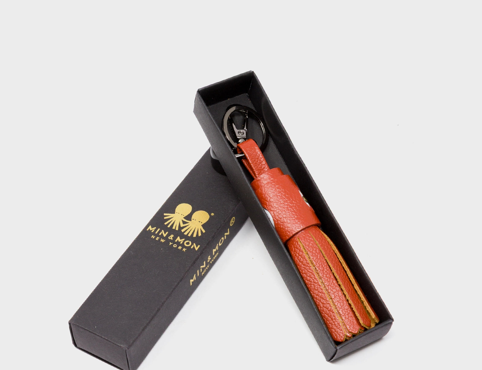 Callie Marie Hue Charm - Baked City Brown Leather Keychain - package