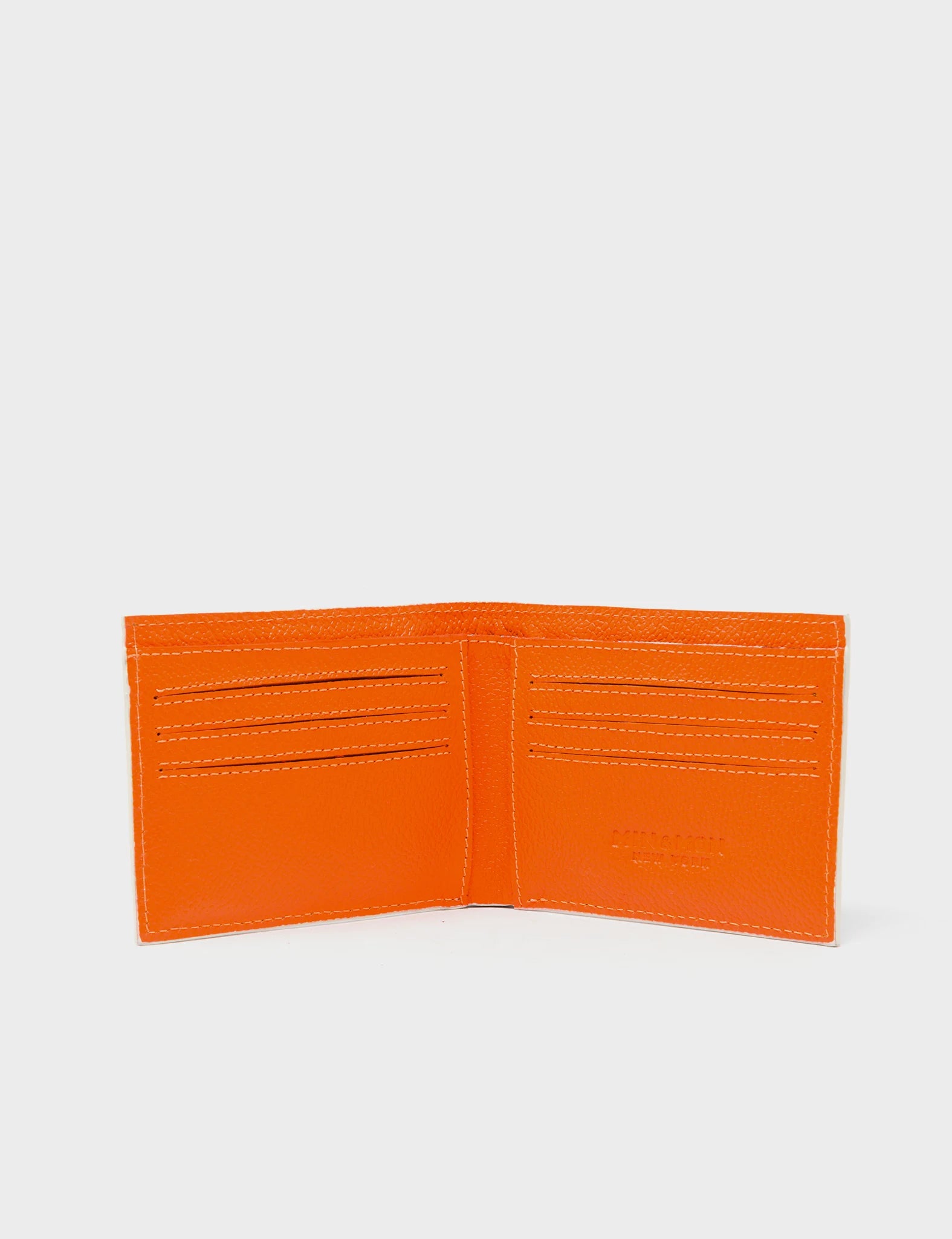 Felicia Cream Leather Bifold Wallet - Cubes Print - open