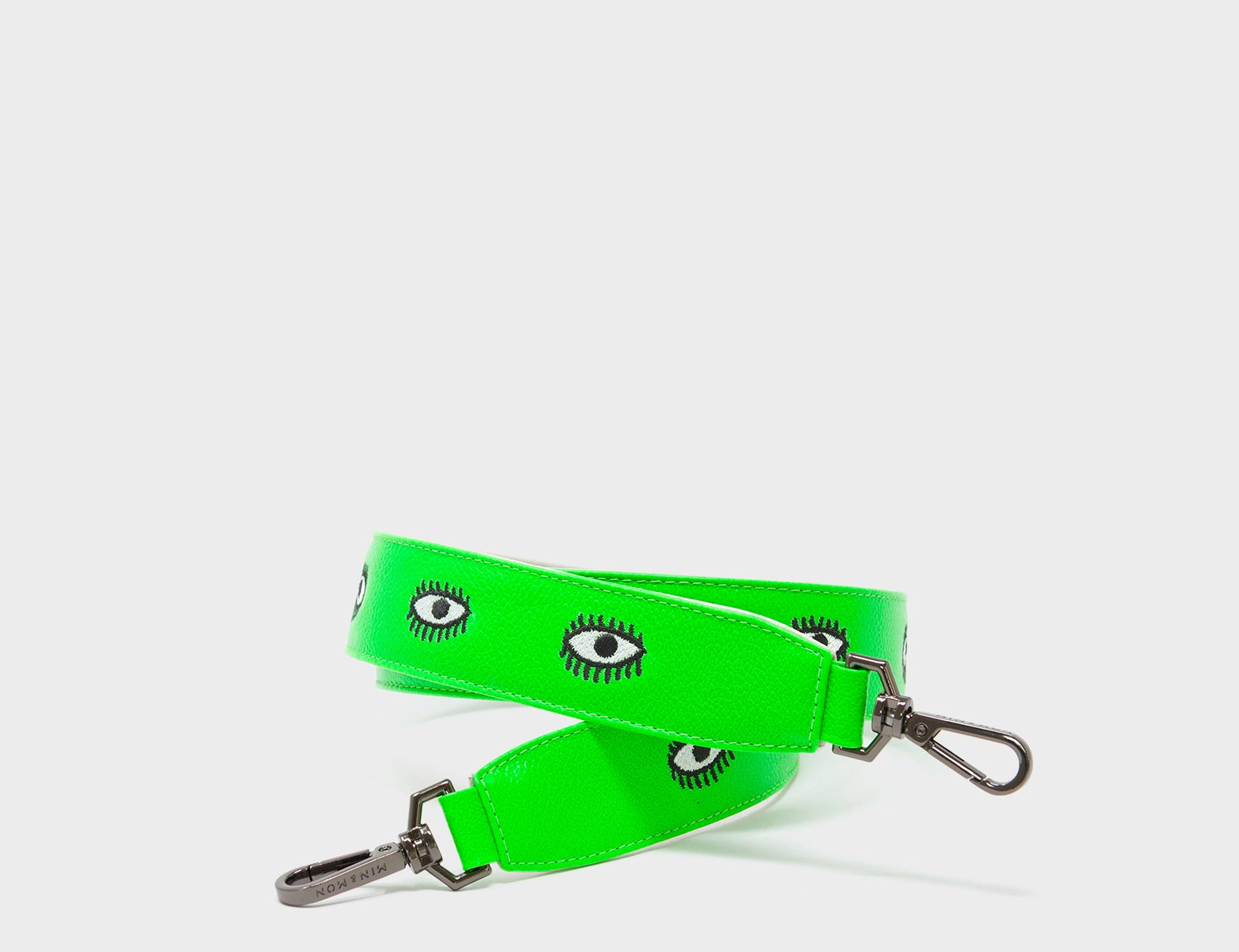 Detachable Neon Green Leather Shoulder Strap - All Over Eyes Embroidery - Main View