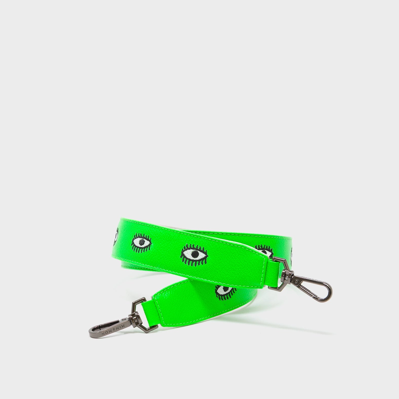 Detachable Neon Green Leather Shoulder Strap - All Over Eyes Embroidery - Main View