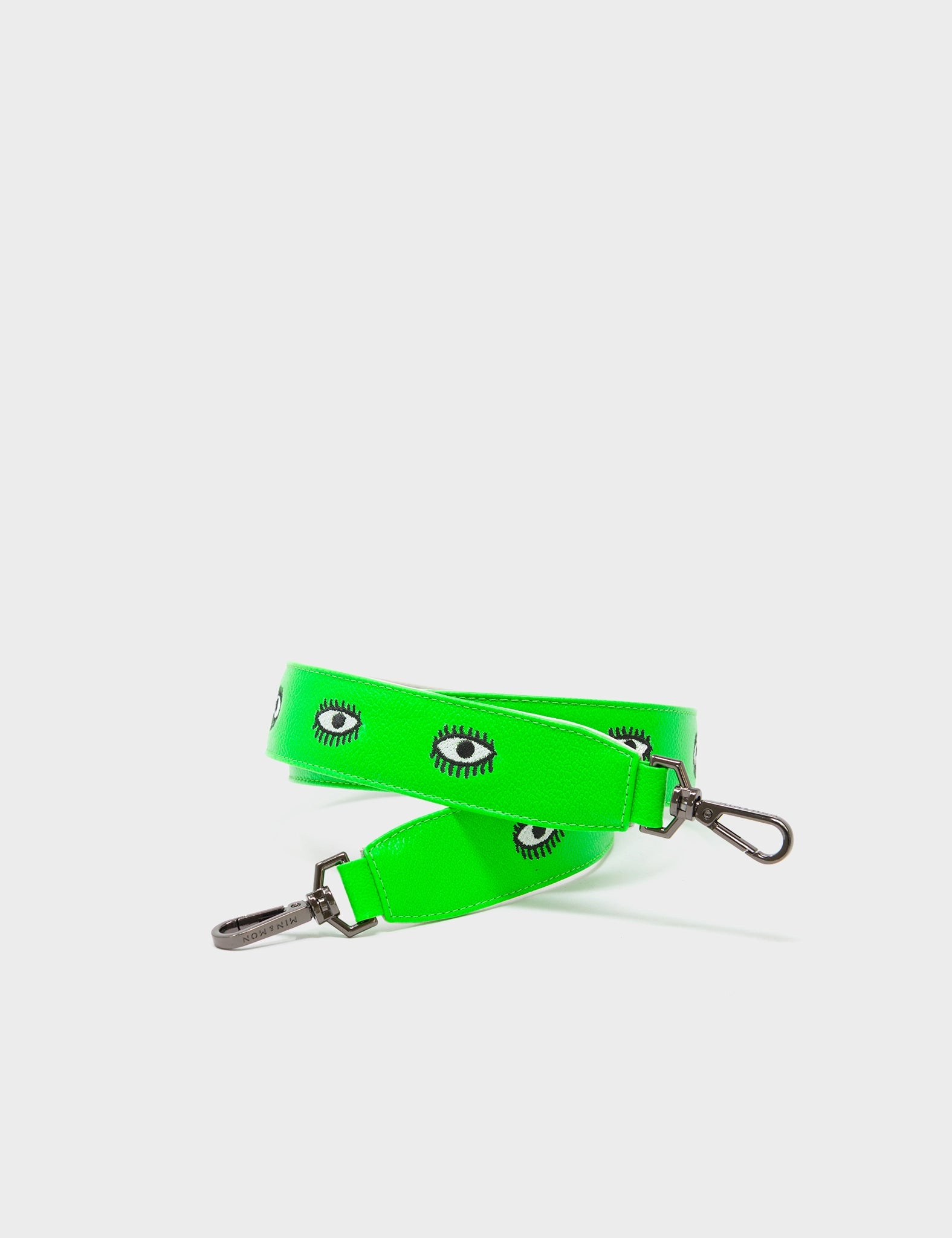 Detachable Neon Green Leather Shoulder Strap - All Over Eyes Embroidery - Main View
