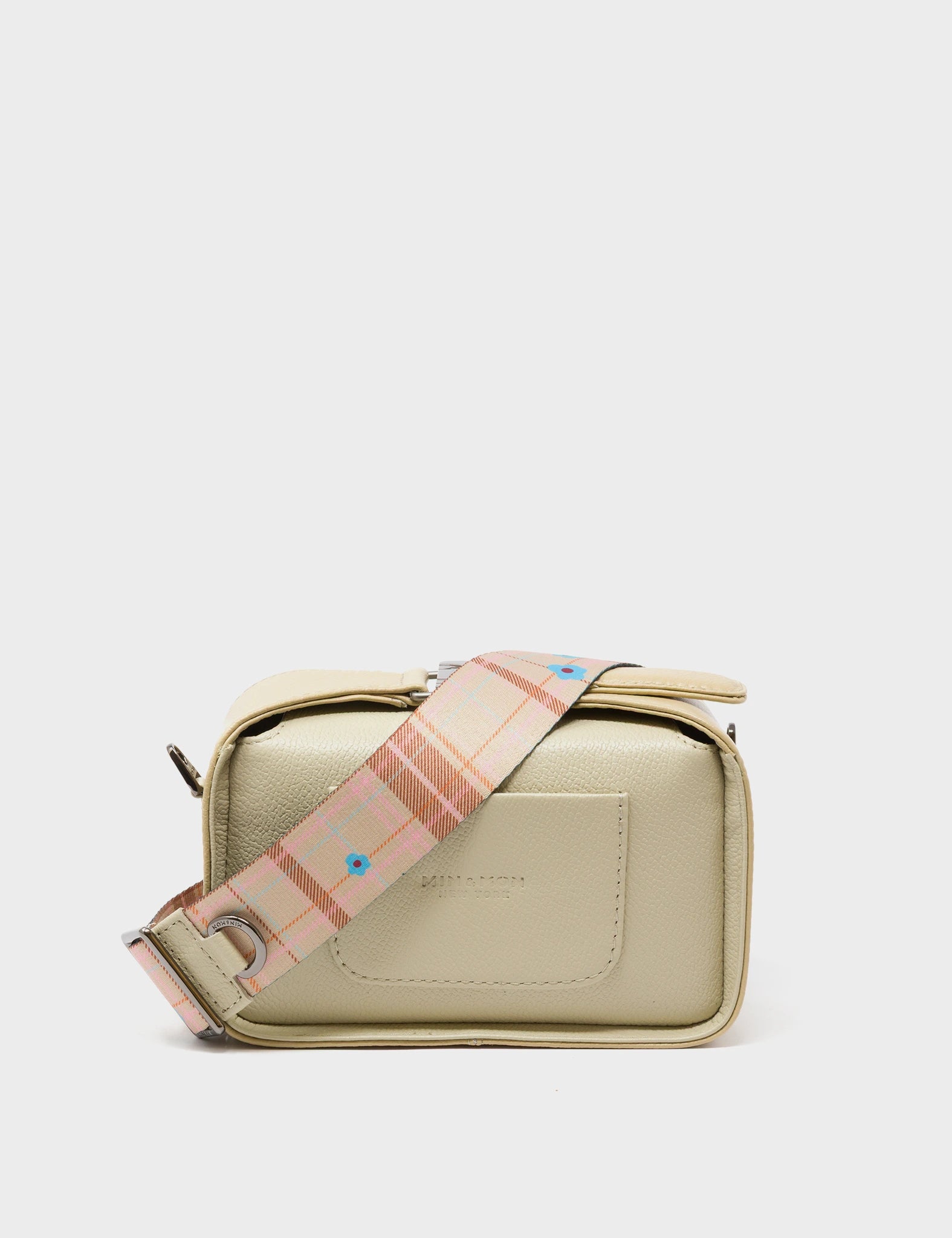 Benji Micro Crossbody Gravel Beige Leather Bag - Studs Pattern - Back