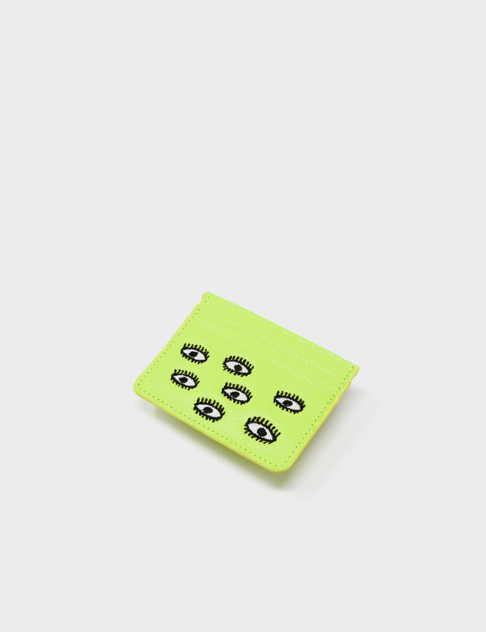 Filium Sharp Green Leather Cardholder - All Over Eyes Embroidery - Side